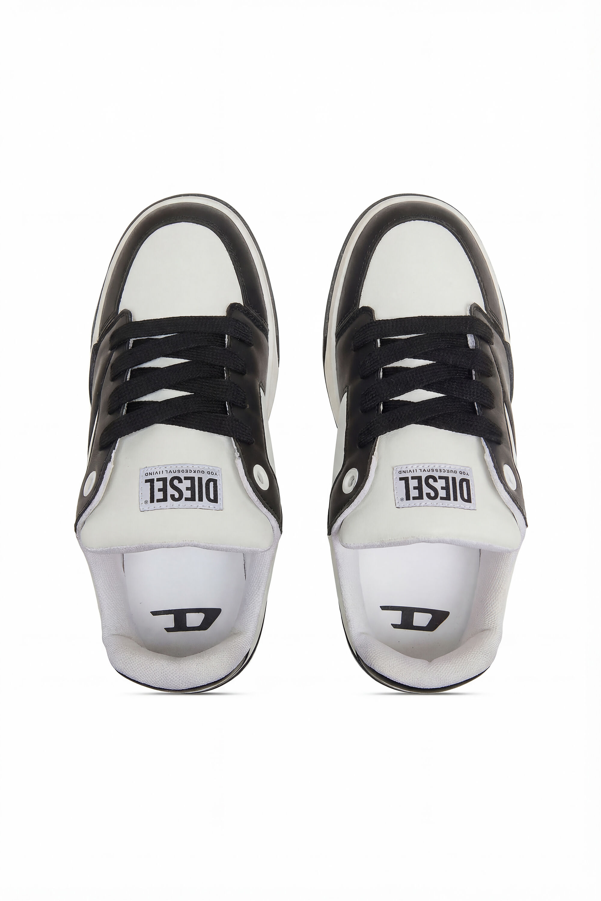 Diesel - S-D-OLLIE LOW, D-Ollie-Baskets en cuir bicolore Homme in Blanc - 4
