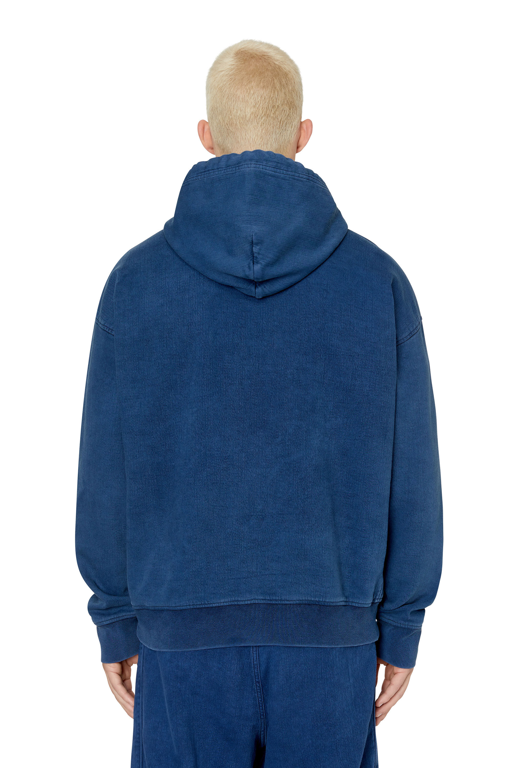 Diesel - D-UM-RIB TRACK DENIM HOODIE, Bleu Foncé - Image 4