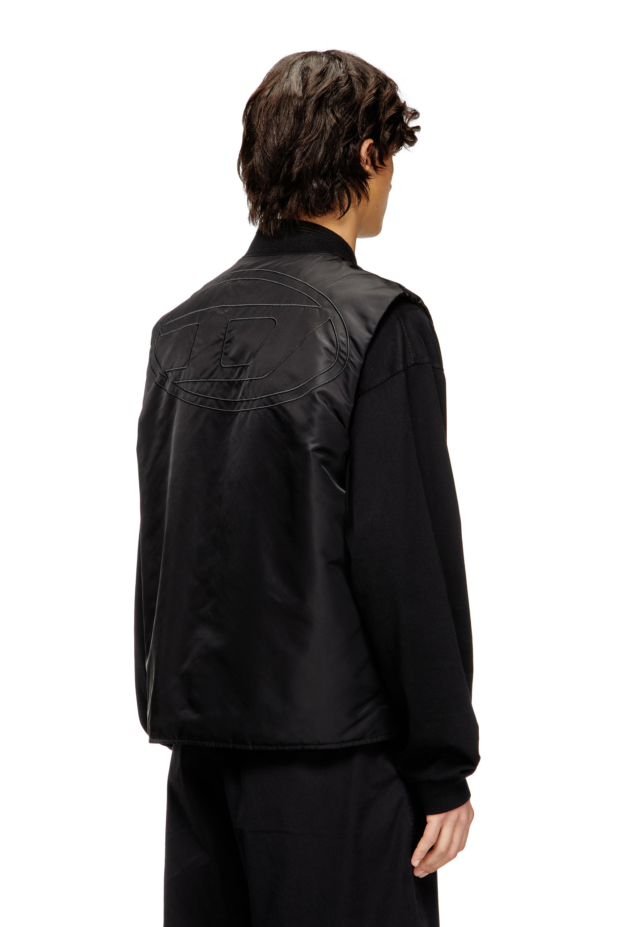 Diesel - W-TYPE-D1-SL, Herren Gepolsterte Satinweste mit Oval-D-Stickerei in Schwarz - 4