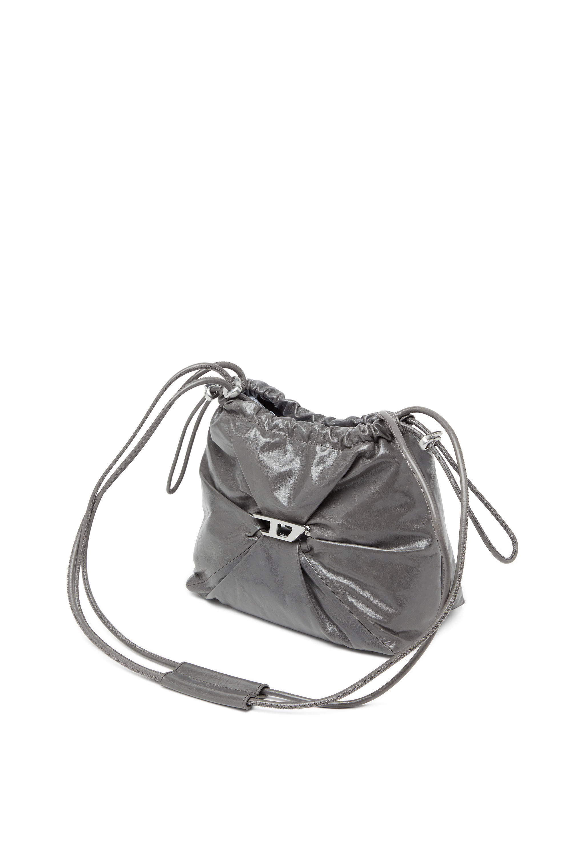 Sac seau en cuir froisse et brillant Femme Gris Diesel