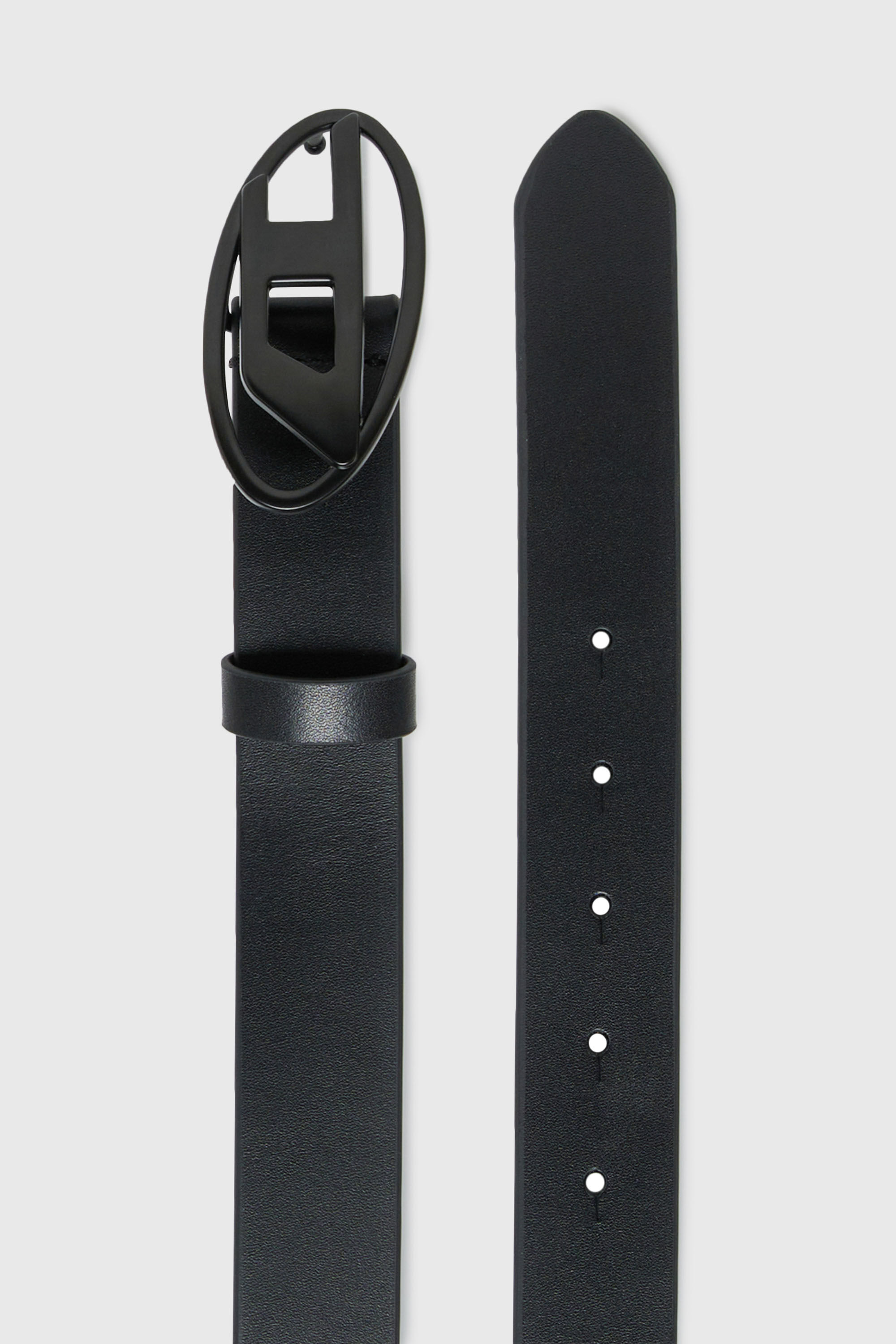 Diesel - B1DRN, Unisex 3 cm breiter Lederg&uuml;rtel mit ovaler D-Schnalle in Schwarz - 2