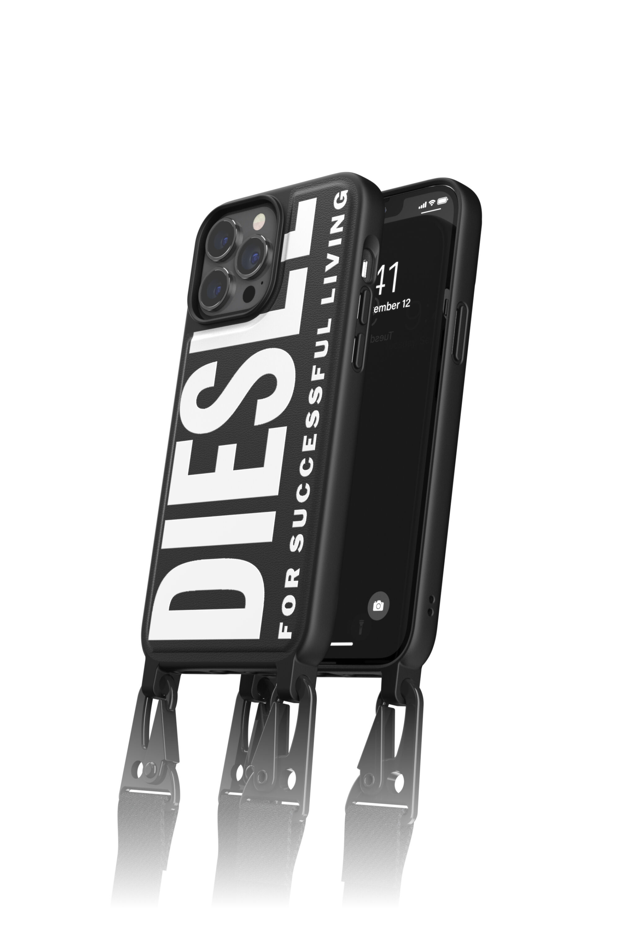 Diesel - 47170 NECKLACE CASE, Custodia rigida con cordino per iPhone 13 Pro Max Unisex in Nero - 1