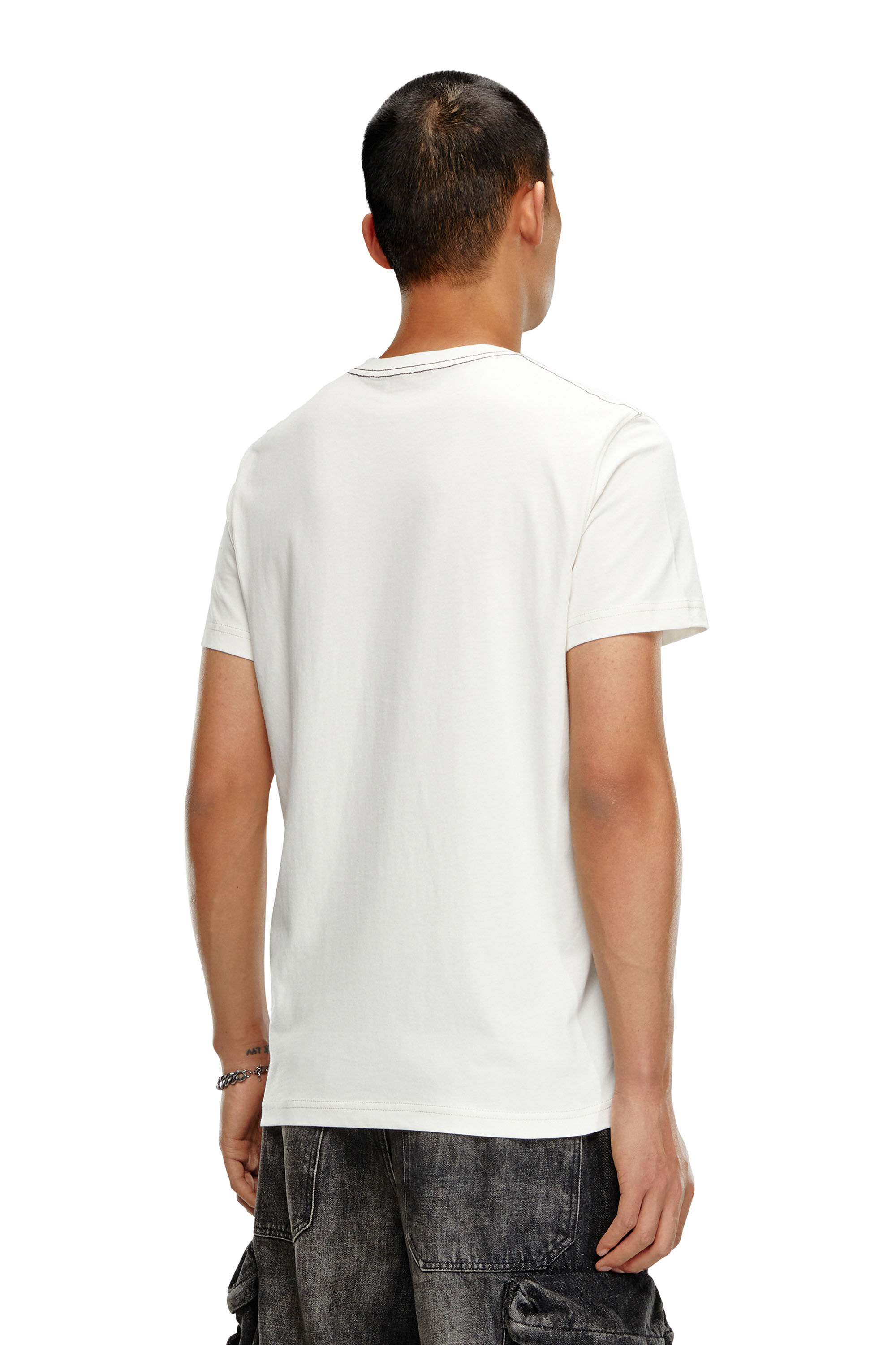 Diesel - T-DIEGOR-N1, T-shirt avec imprimé For Successful Living effet flou Homme in Blanc - 4