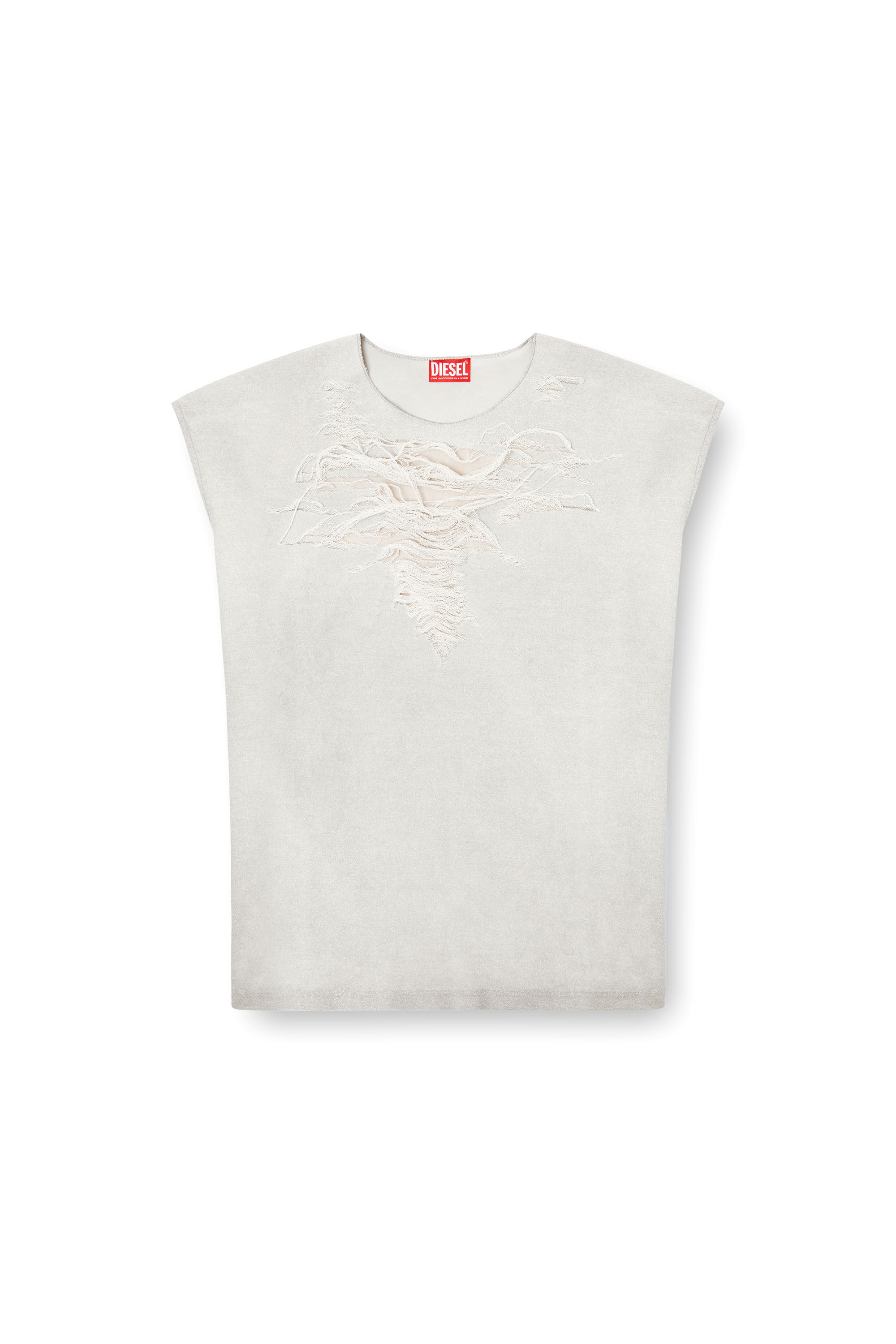 Diesel - S-RUB-SL, Felpa senza maniche con effetto distressed Uomo in Grigio - 2