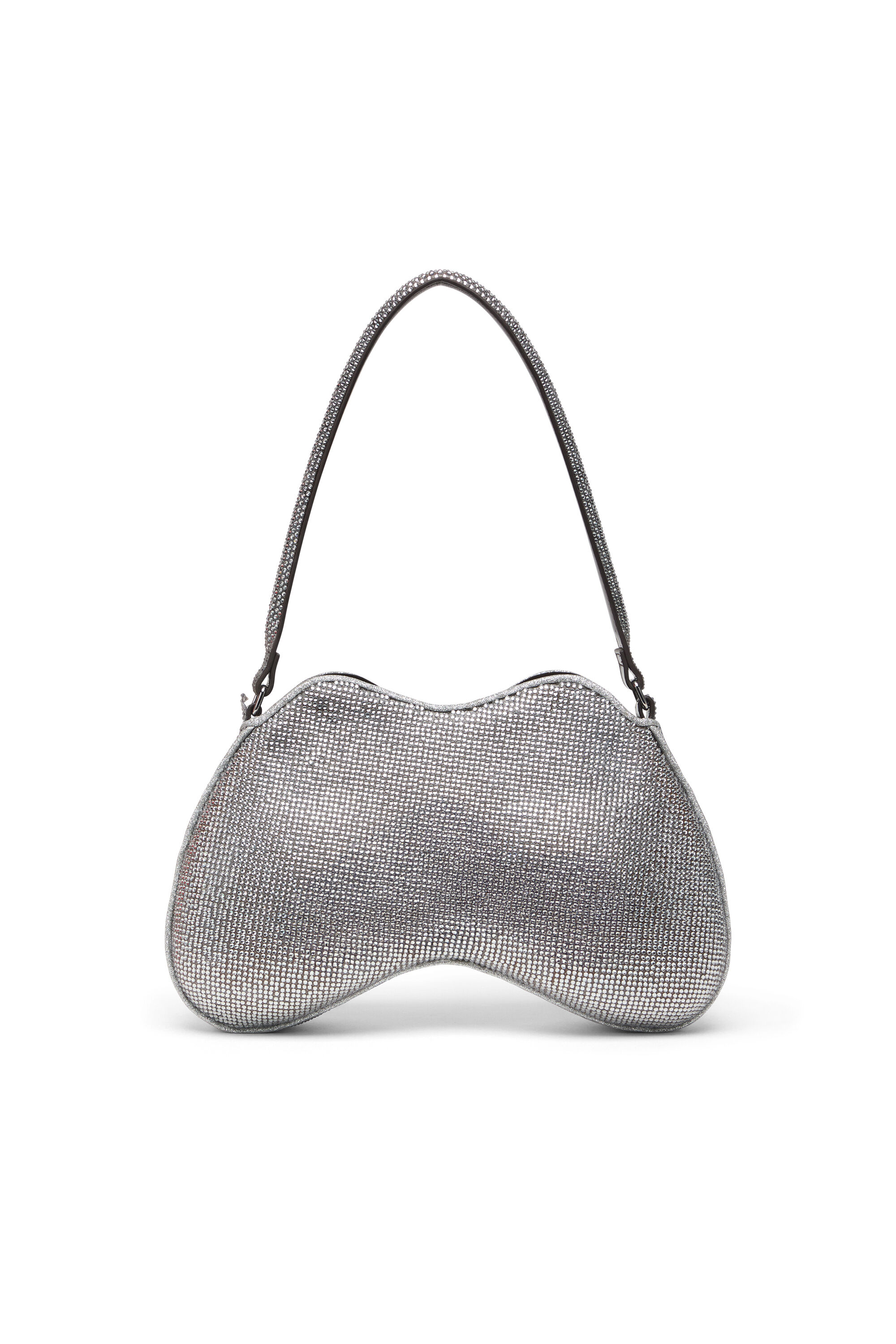 Diesel - DOUBLE-D SHOULDER, Damen Double-D-Schultertasche mit Allover-Kristallen in Silber - 3