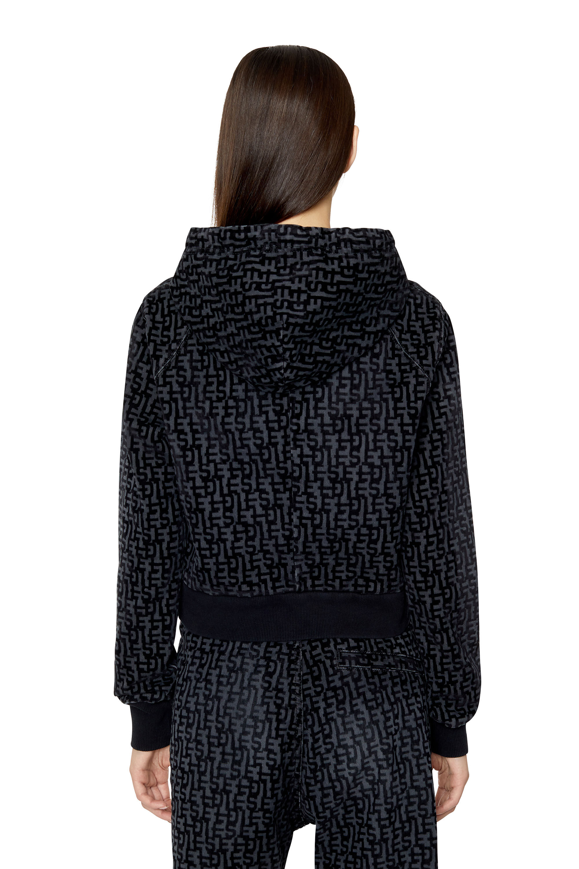 Diesel - D-ANGY TRACK DENIM HOODIE, Schwarz/Dunkelgrau - Image 4
