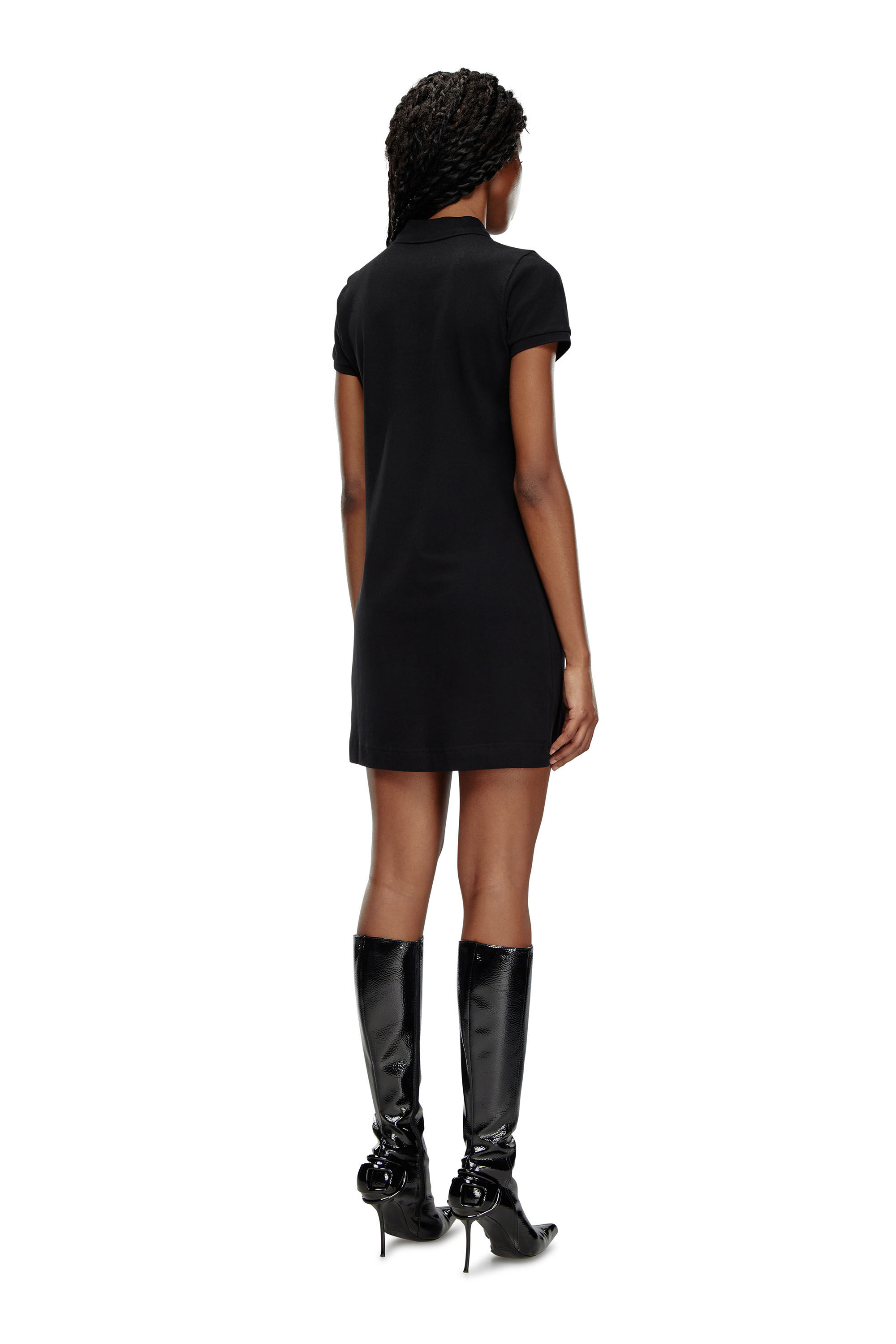 Diesel - D-TENNY-DOVAL-PJ, Woman Polo dress with oval D patch in Black - Image 3