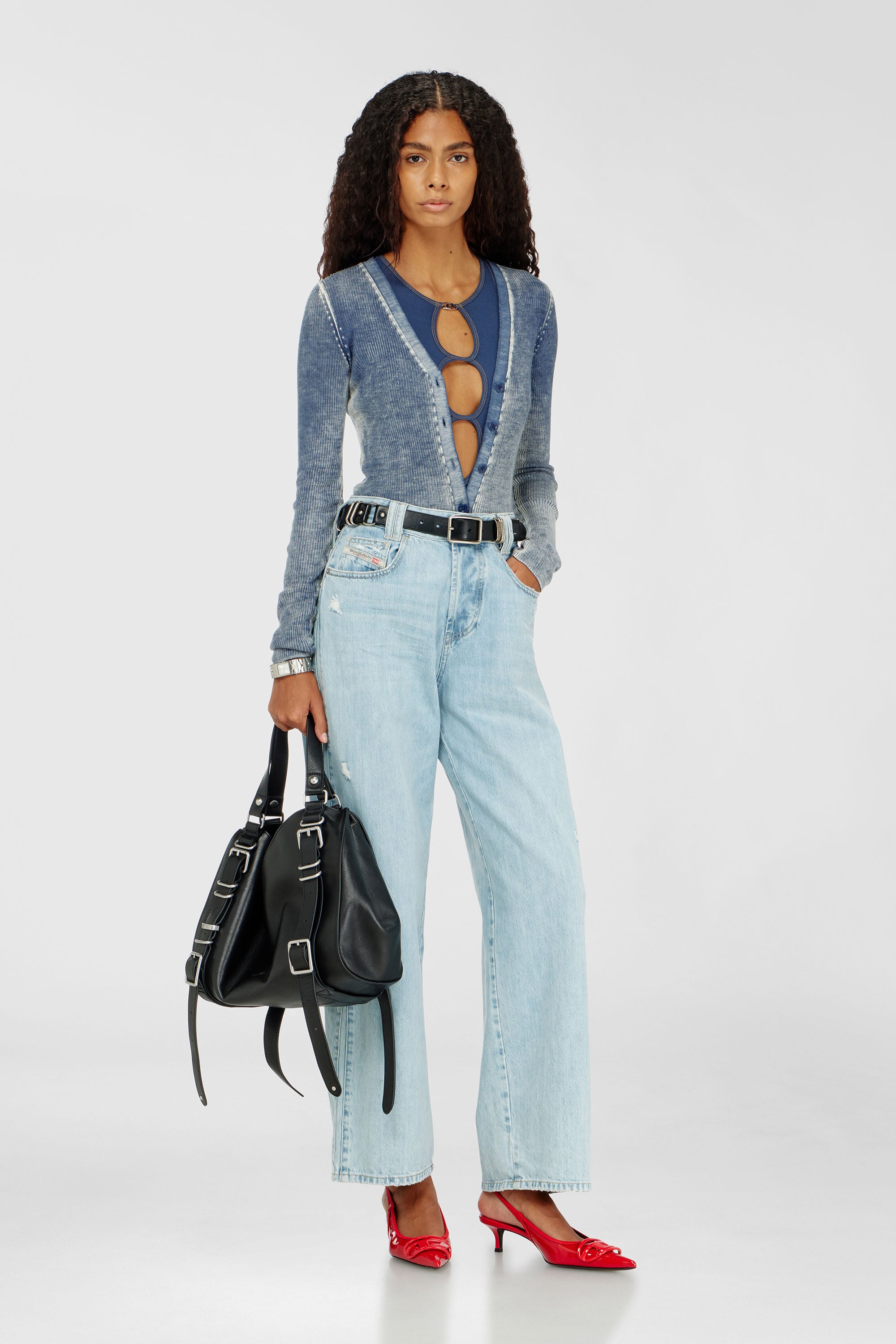 Diesel - COSIMA-DNM, Damen Body mit Cut-out aus geripptem Stretch-Baumwolle in Blau - 5