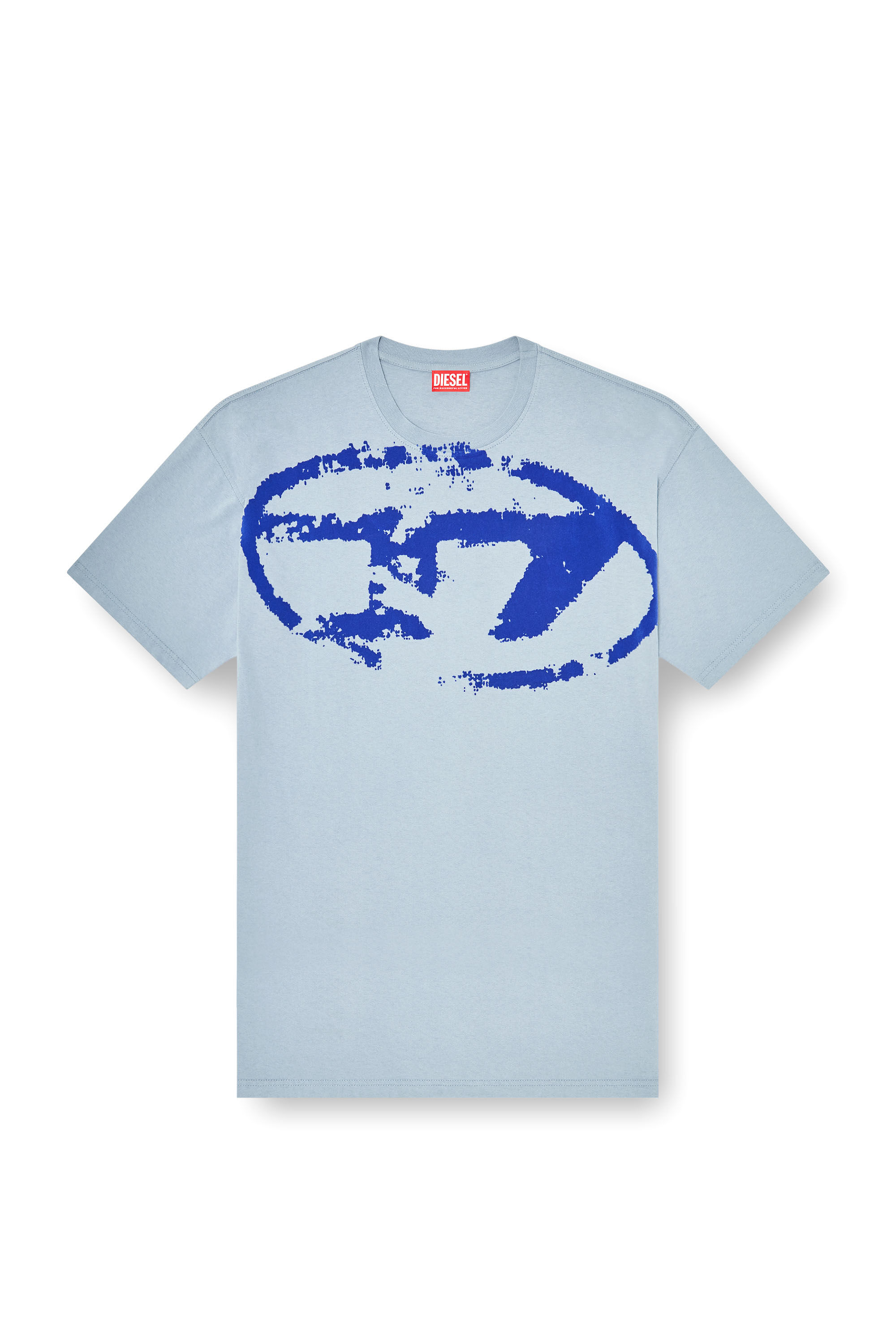 Diesel - T-BOXT-N14, T-shirt con stampa distressed floccata Uomo in Blu - 2