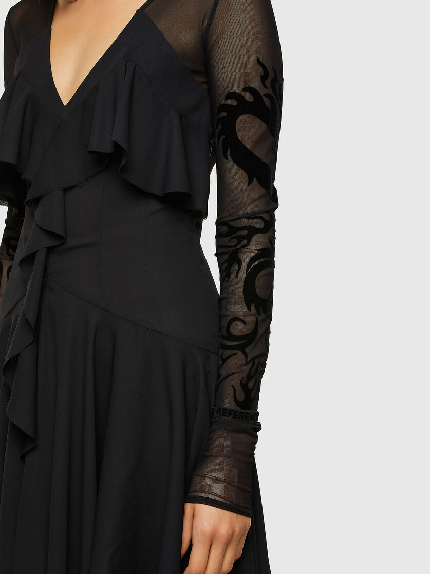 D-ADELE Damen: Kleid aus Georgette mit Ärmeln aus Mesh-Gewebe Diesel D-ADELE Damen: Kleid aus Georgette mit Ärmeln aus Mesh-Gewebe Diesel