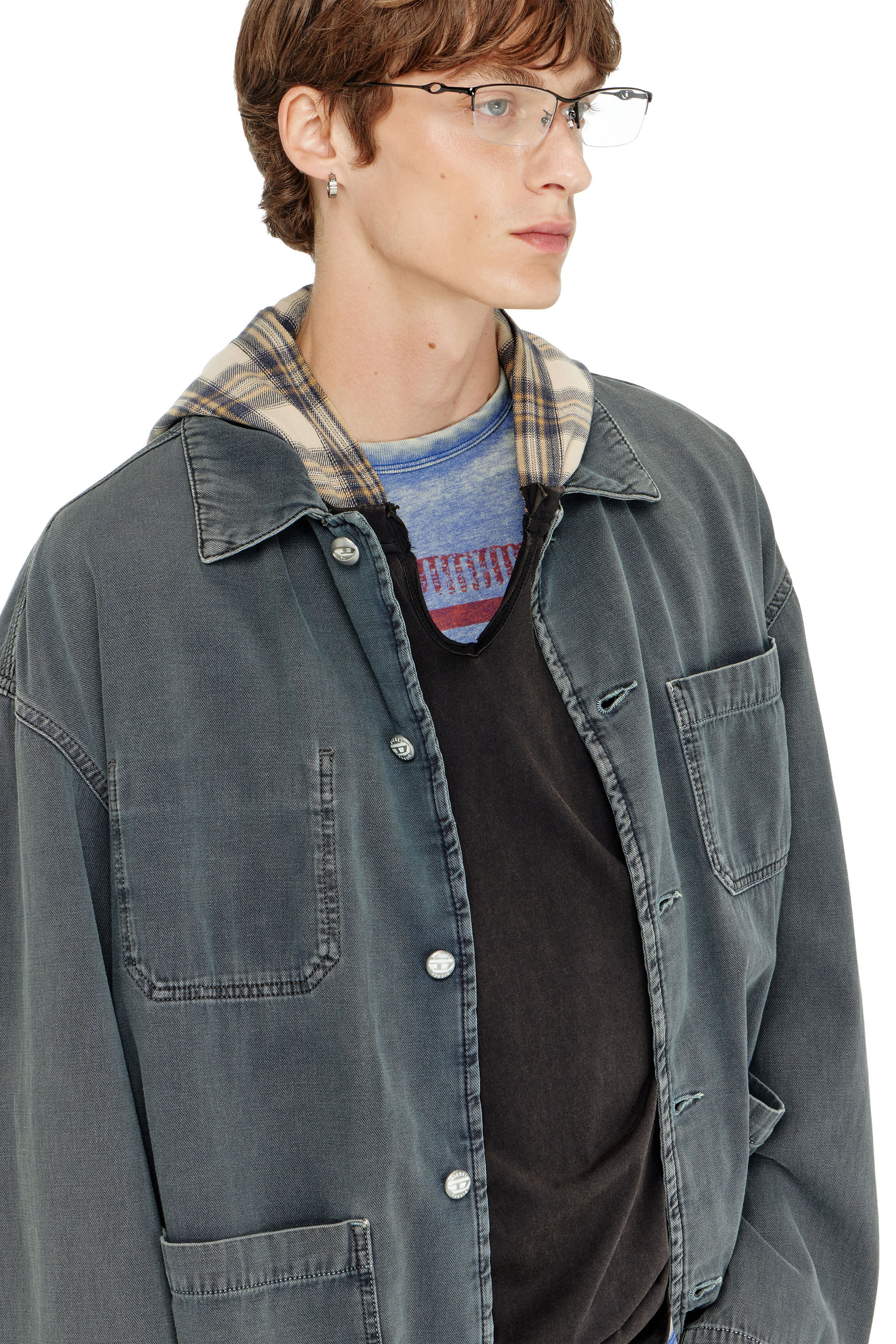 Diesel - D-STACK-U, Unisex Utility-Jacke aus farbigem denim in Grau - 5