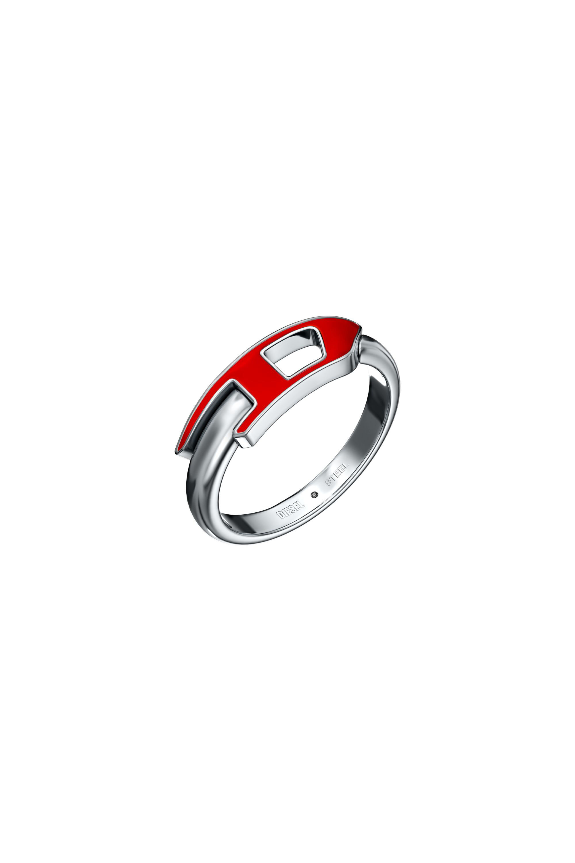 Diesel - DX1688040 JEWELLERY, Unisex Edelstahl-Ring in Silber/Rot - 1