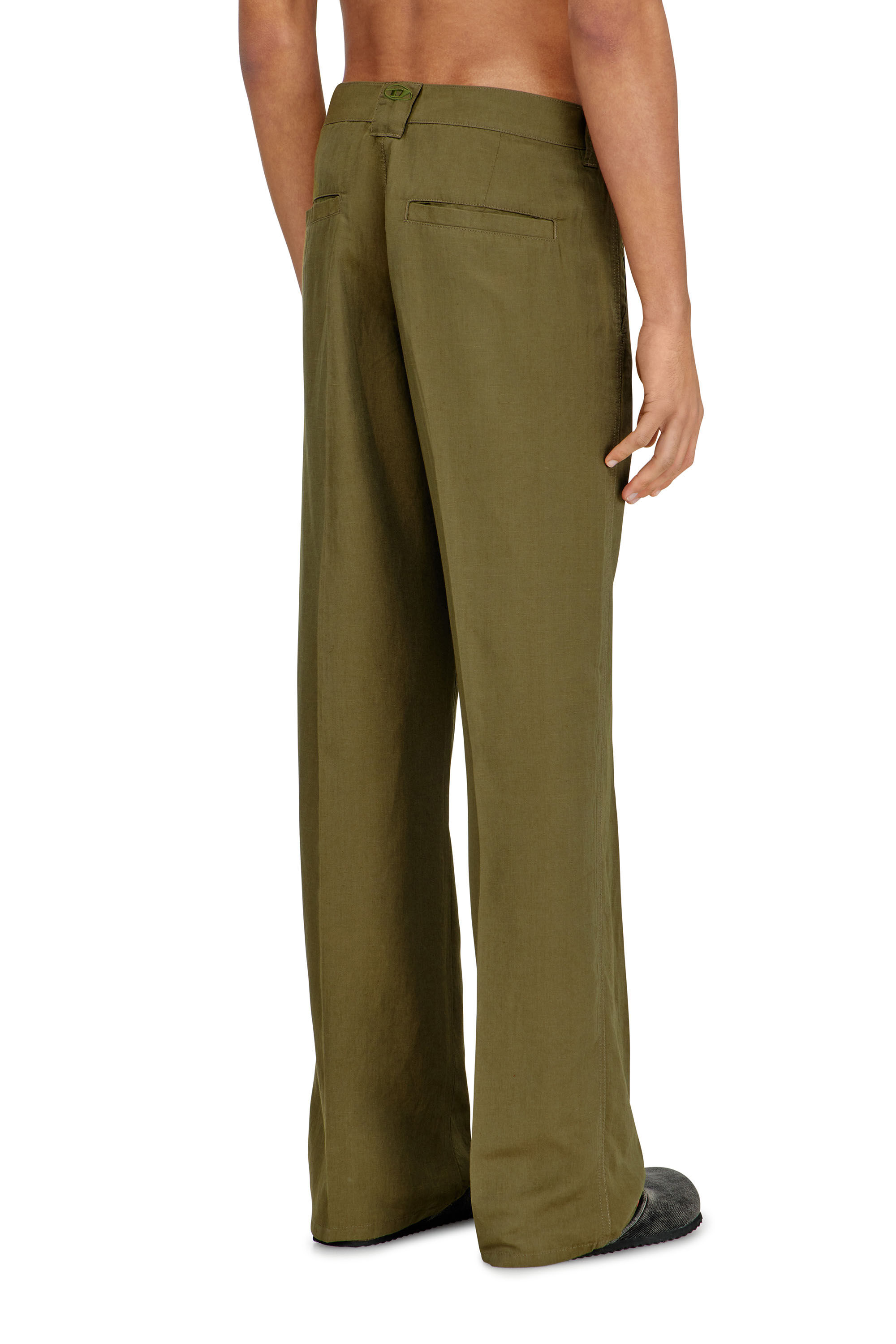 Diesel - P-HANT-CHINO-PGBS, Pantaloni in misto lino a gamba larga Uomo in Verde - 4