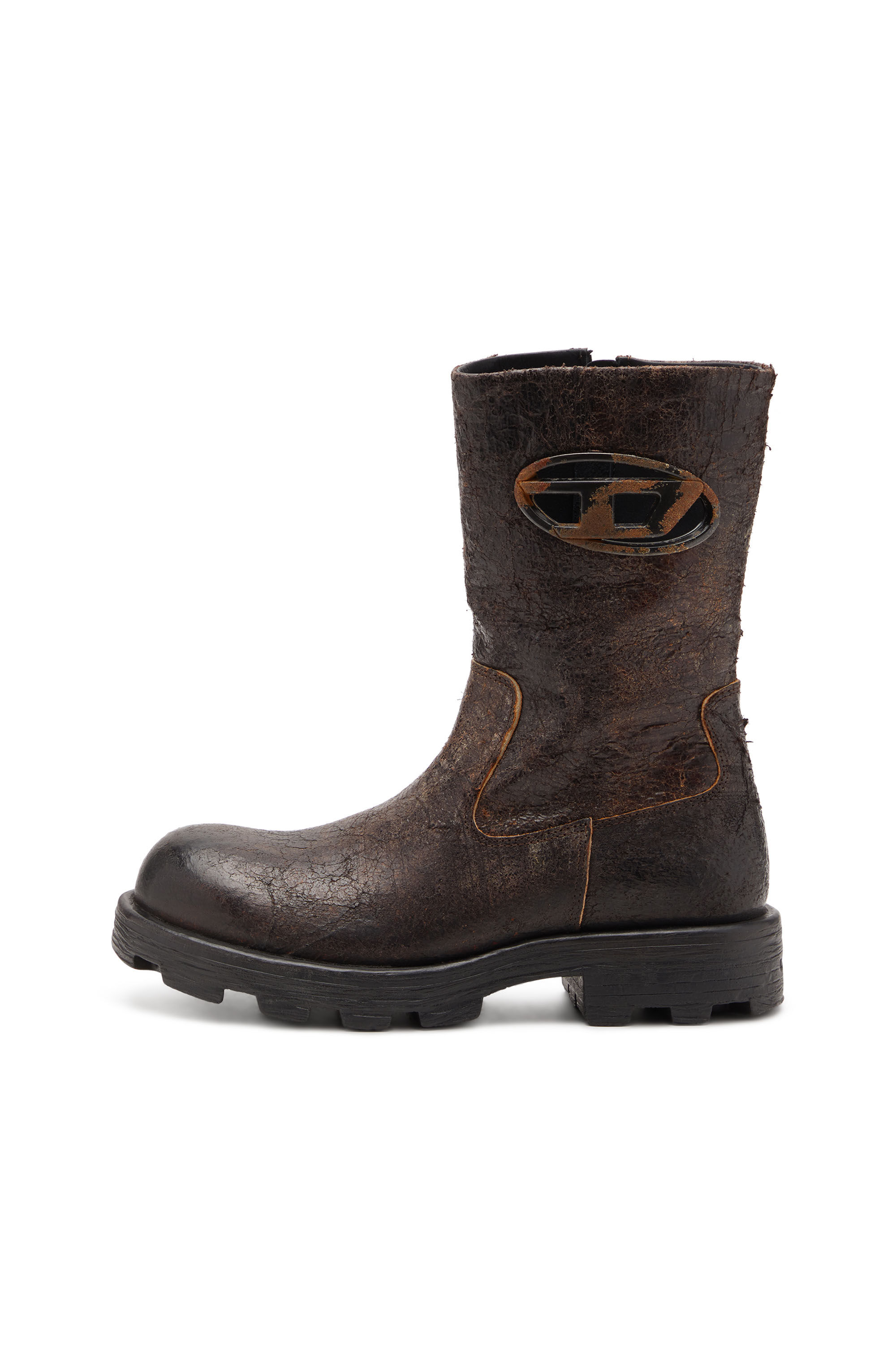 Diesel - D-HAMMER BKR D W, D-Hammer-Bottes de motard en suède craquelé vieilli Femme in ToBeDefined - 7