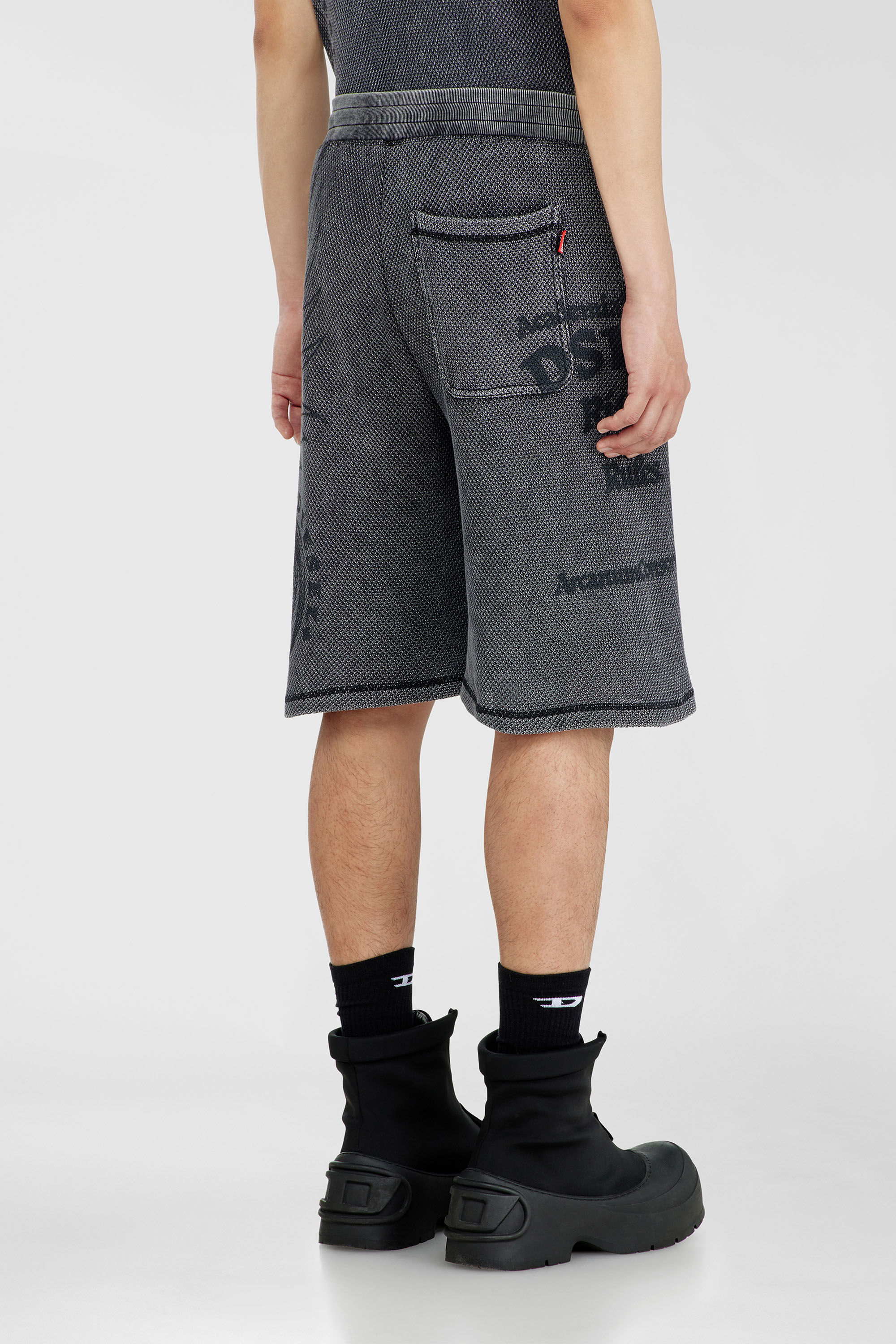 Diesel - P-ERRY, Herren Sweatshorts aus Baumwollmesh mit Prints in Grau - 4