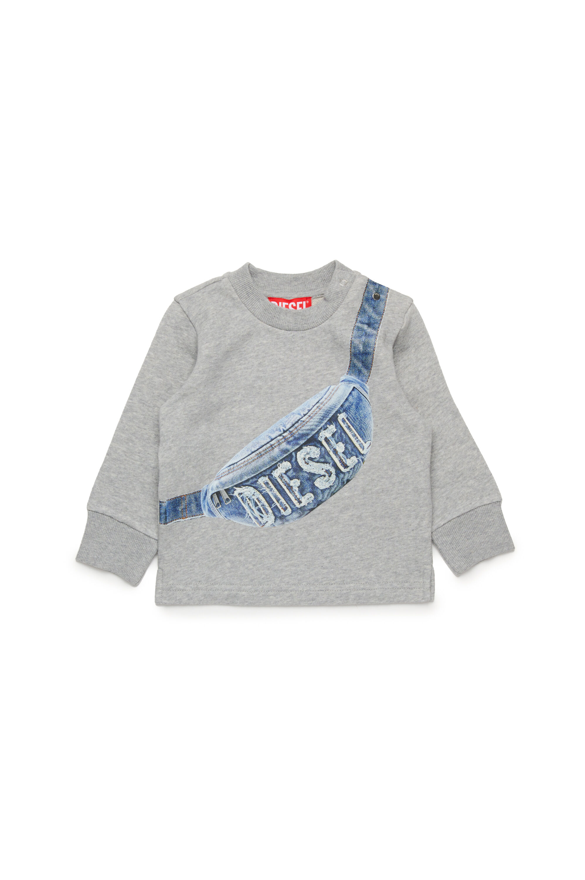 Diesel - SGIBBIB, Felpa con borsa stampata Uomo in Grigio - 1