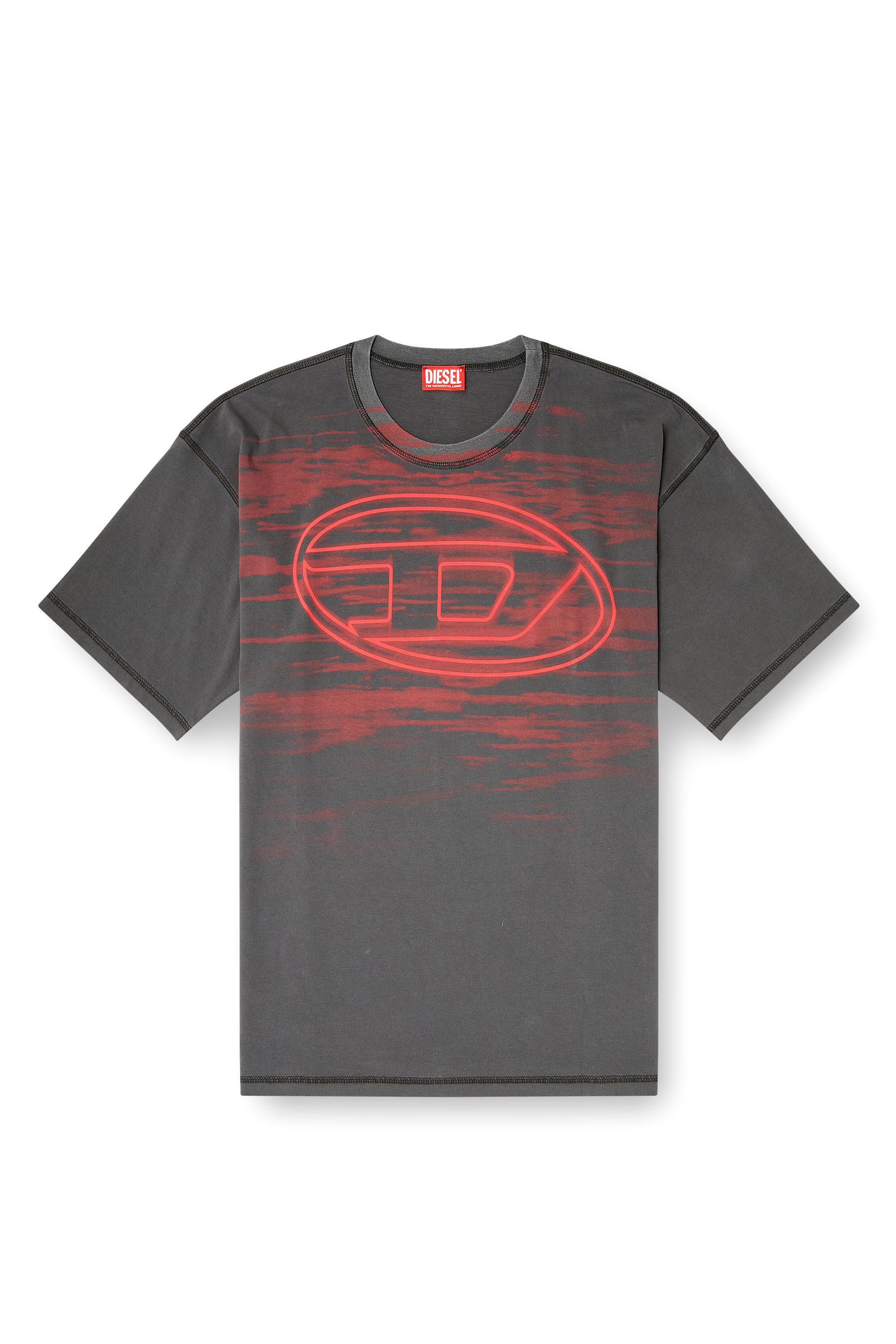 Diesel - T-BOXT-T5, Herren T-Shirt aus Baumwolle mit Oval D Druck in Grau - 2