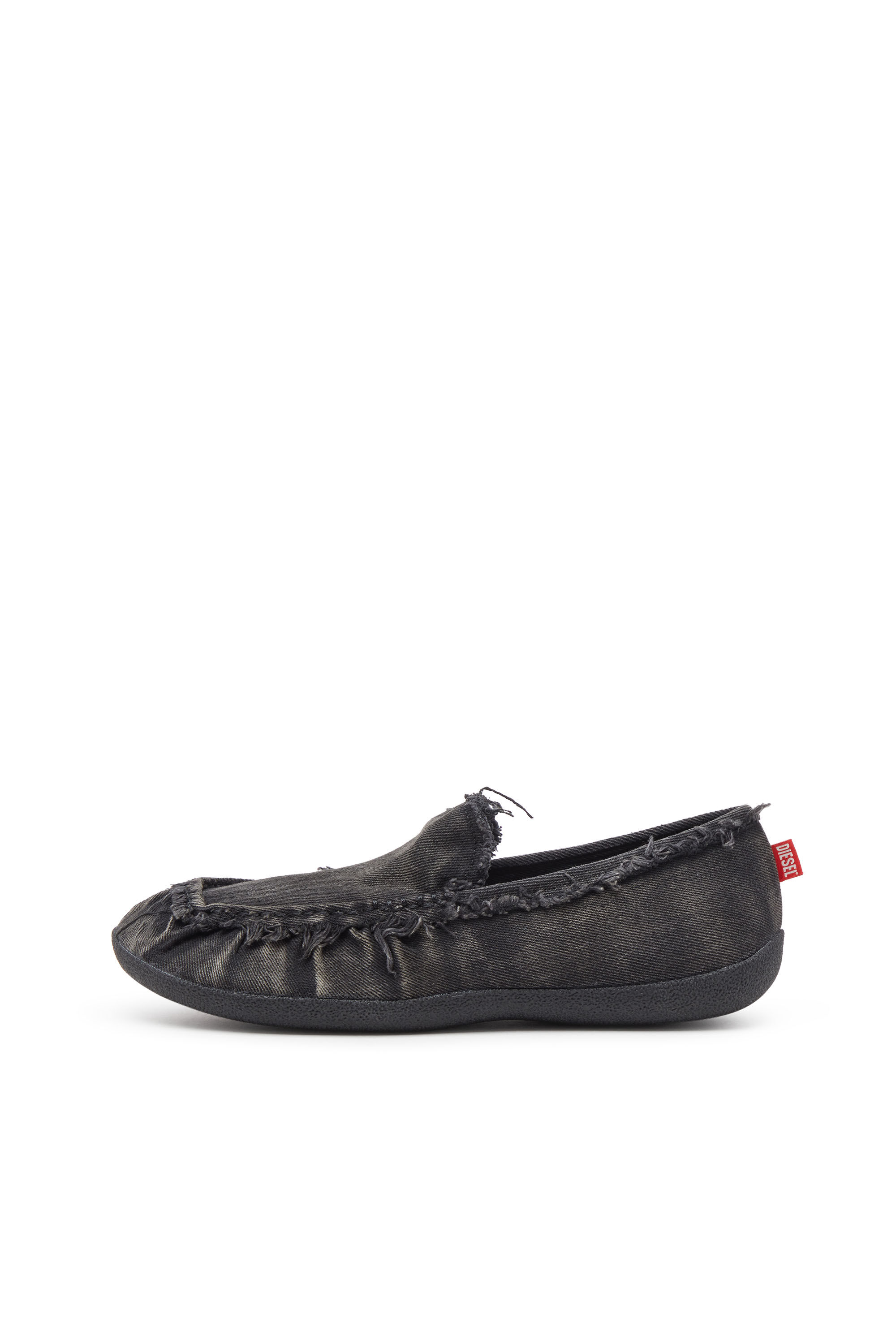 Diesel - D-SHOCK MOC, D-Shock-Mocassini in denim distressed Uomo in Nero - 7