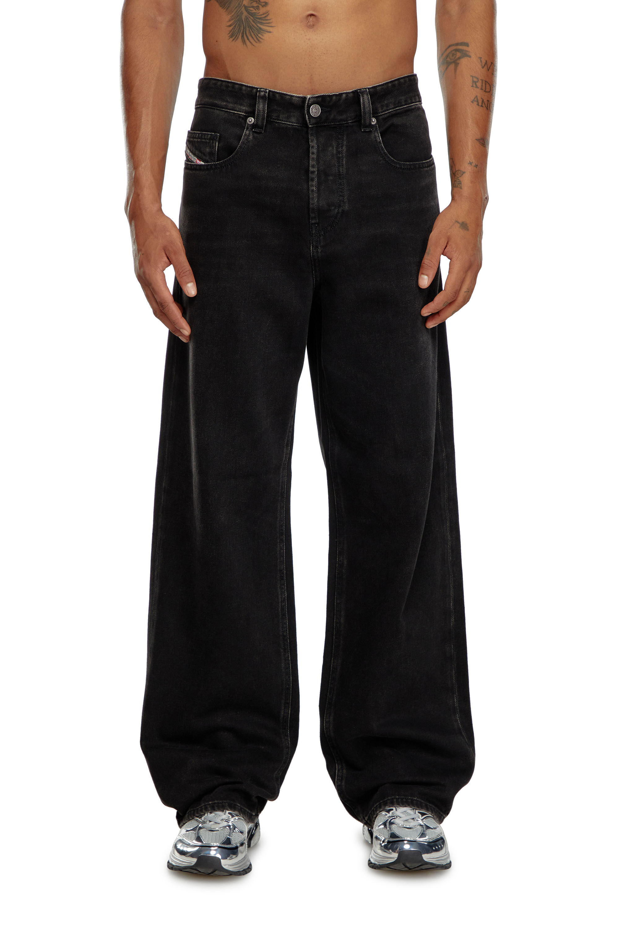 Diesel - Relaxed Jeans 2001 D-Macro 09I35 Uomo, Nero/Grigio scuro - Image 3