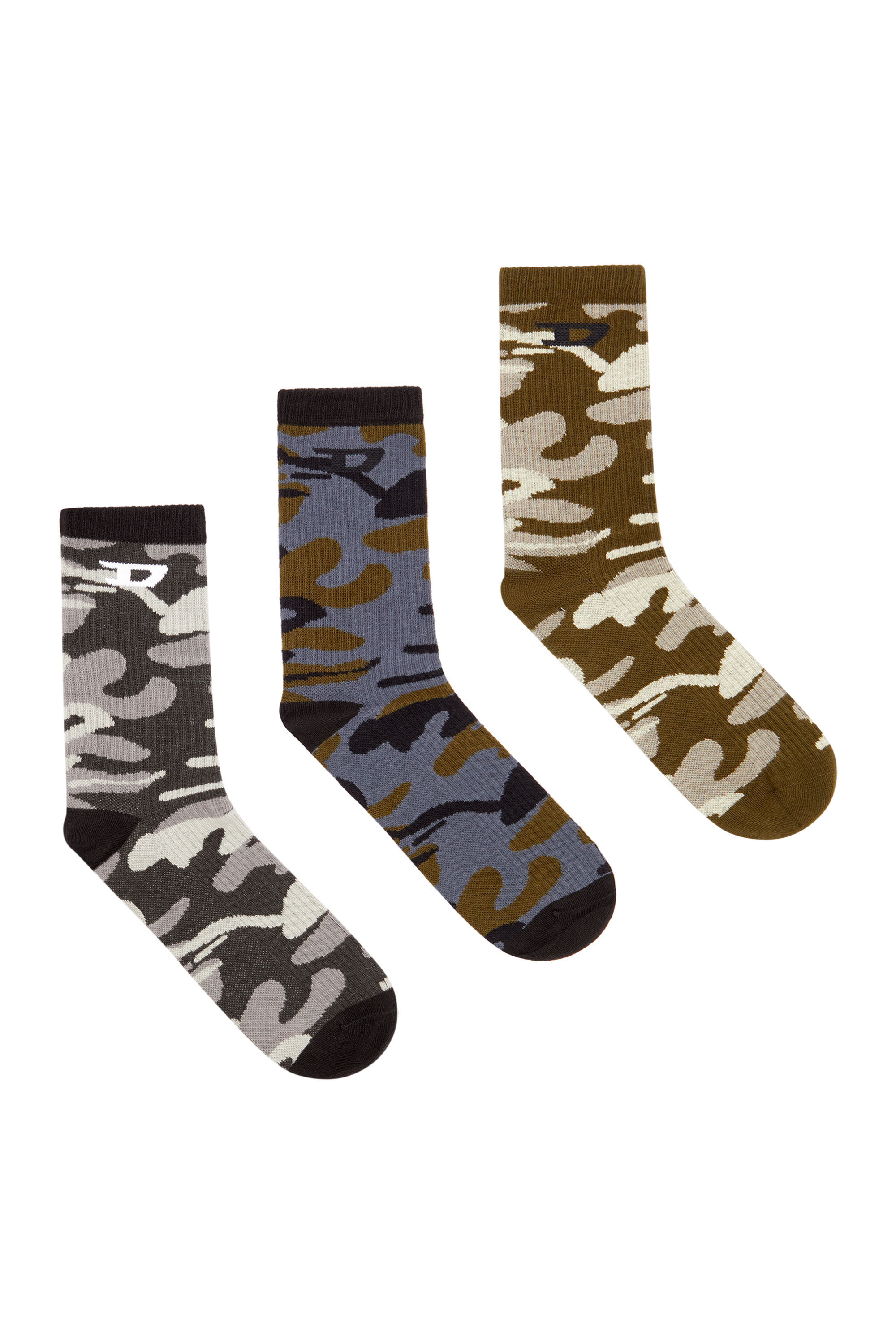 Diesel - SKM-D-CREW-LIGHT-SOCKS, Homme Lot de 3 paires de chaussettes côtelées camouflage in Polychrome - Image 1