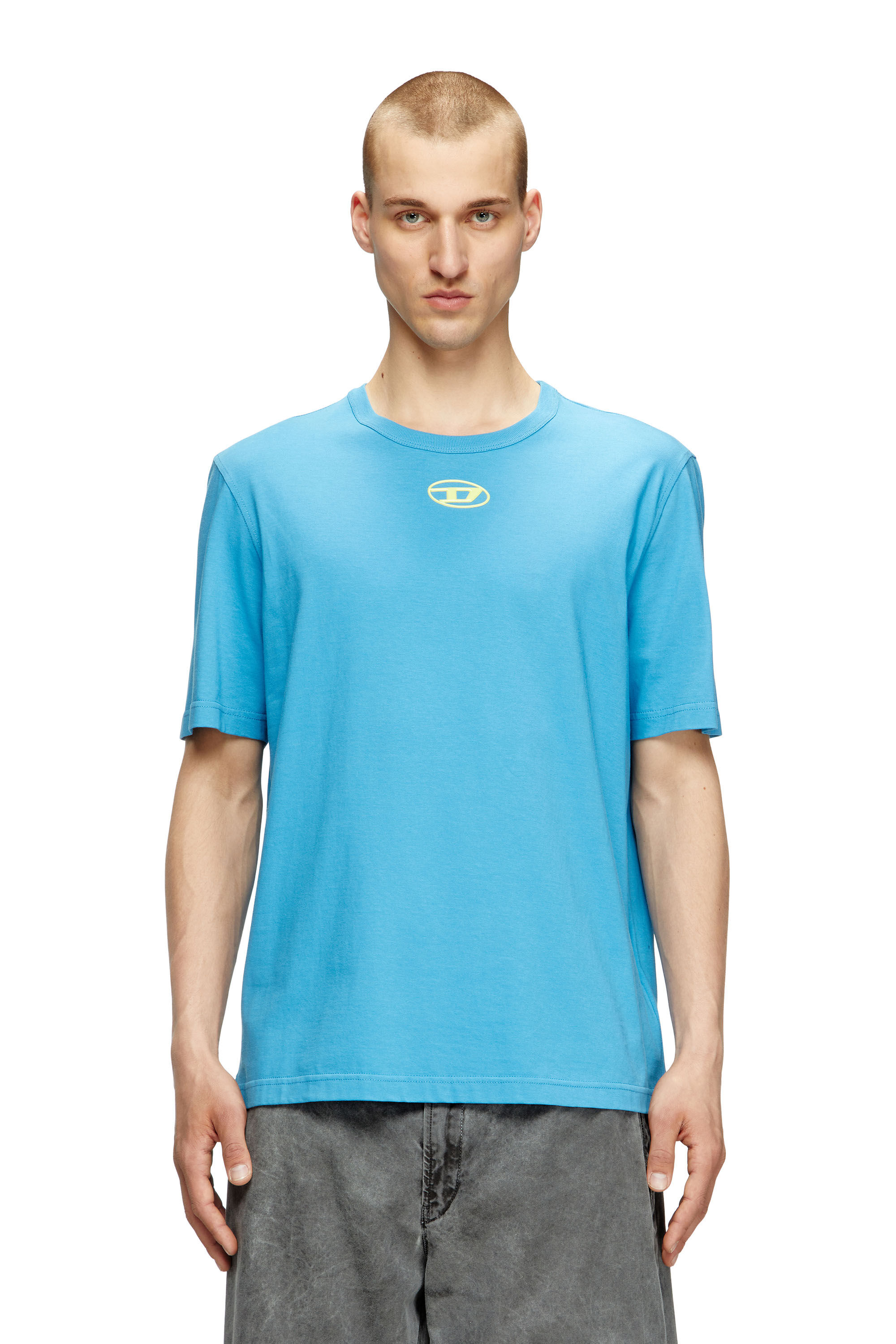 Diesel - T-ADJUST-OD, Herren T-Shirt mit metallischem Oval D in Azurblau - 3