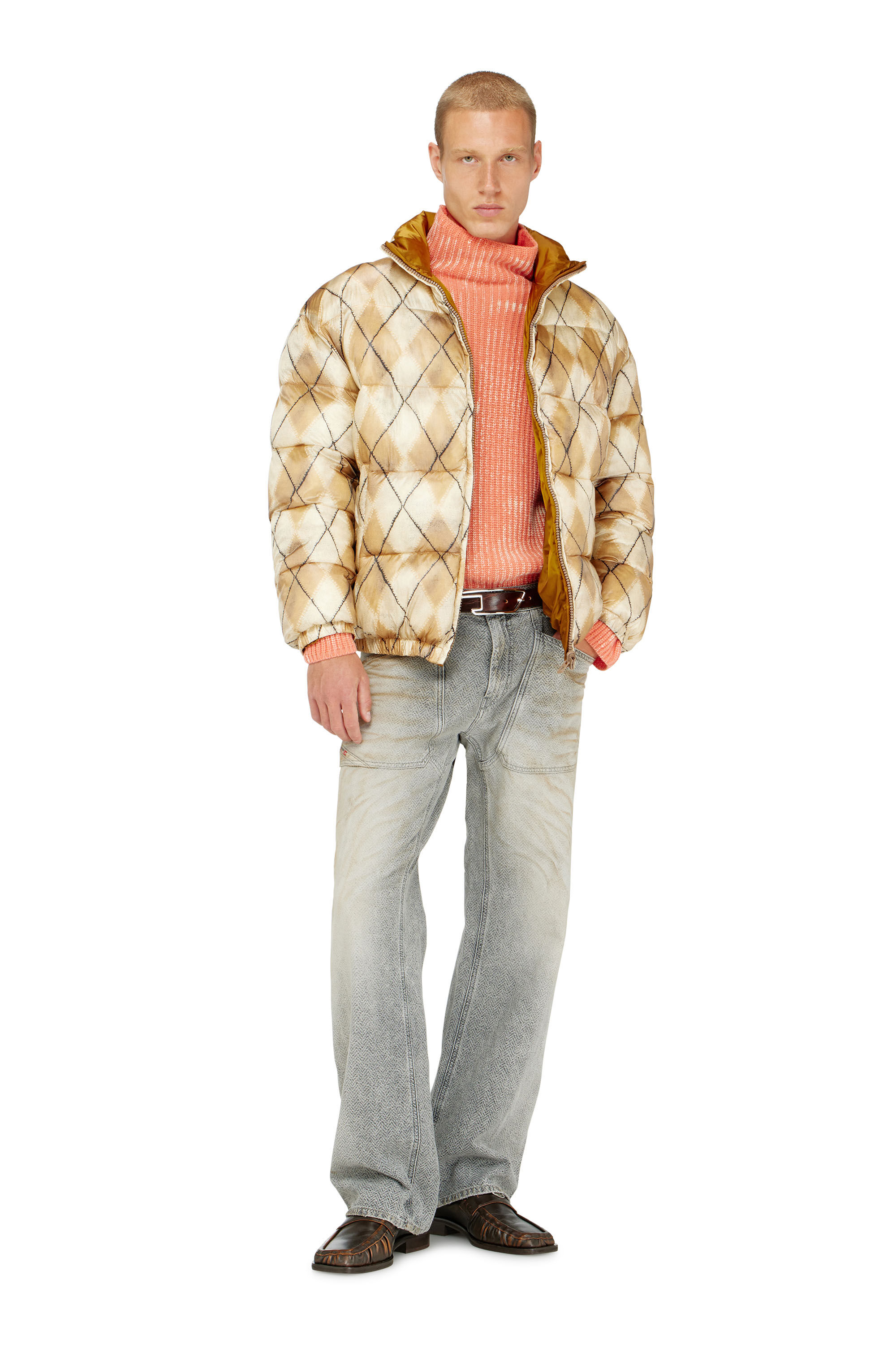 Diesel - W-BOURB-DLCK, Giacca puffer reversibile con stampa argyle Uomo in ToBeDefined - 1