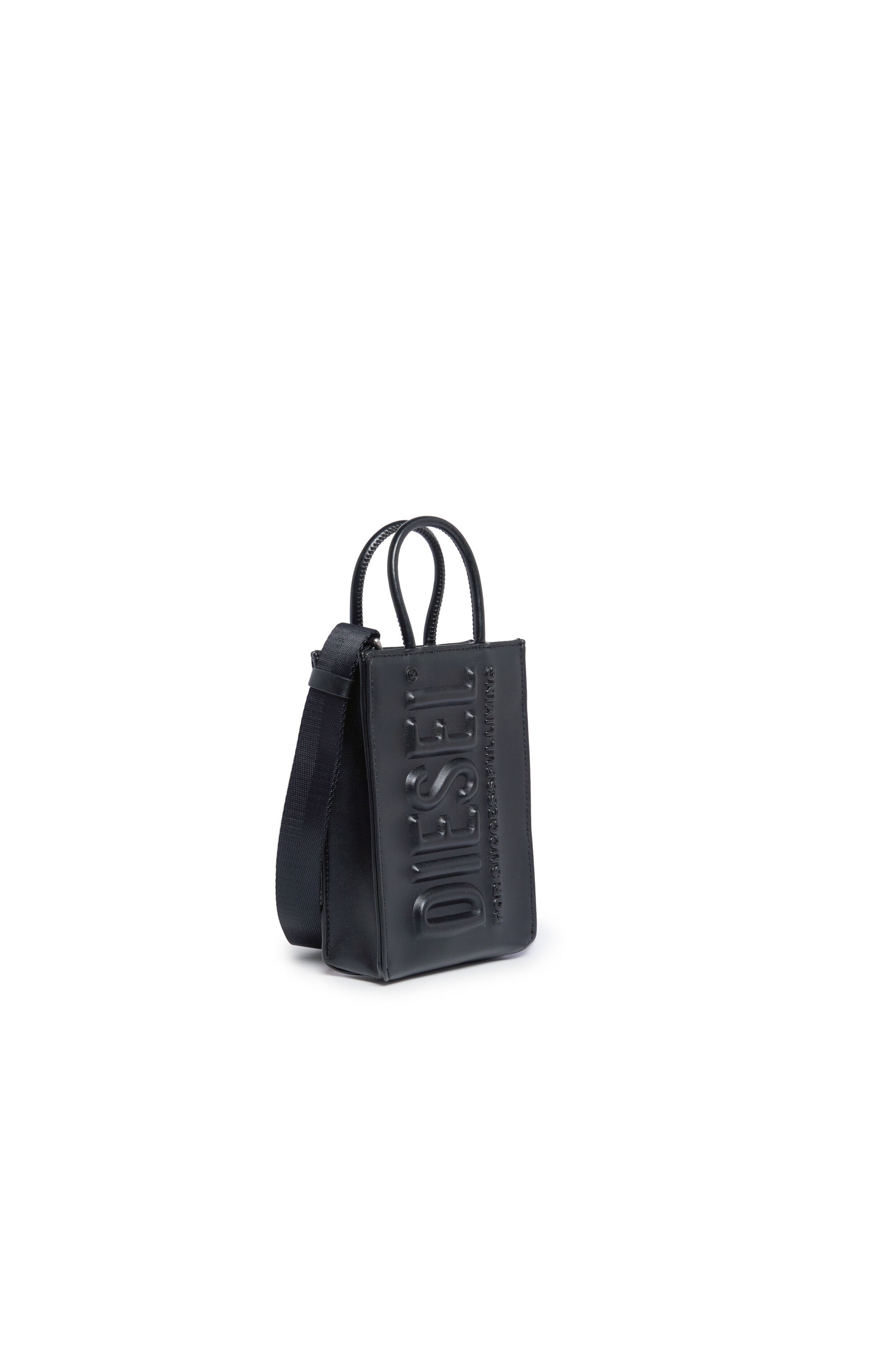 Diesel - DSL 3D SHOPPER MINI, Donna Mini tote bag con logo in rilievo in Nero - Image 3