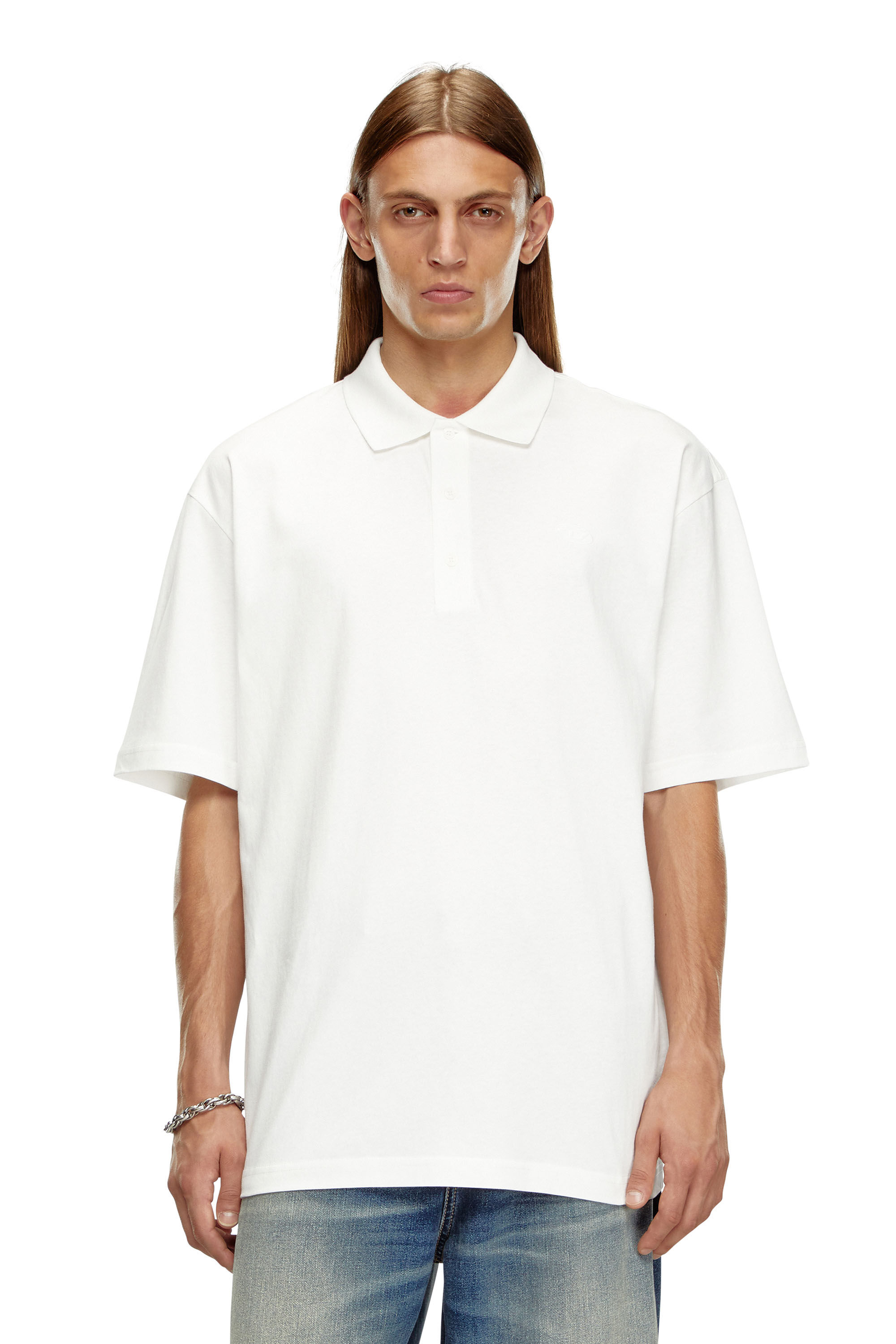 Diesel - T-VORT-MEGOVAL-D, Man Polo shirt with maxi oval D embroidery in Multicolor - Image 3