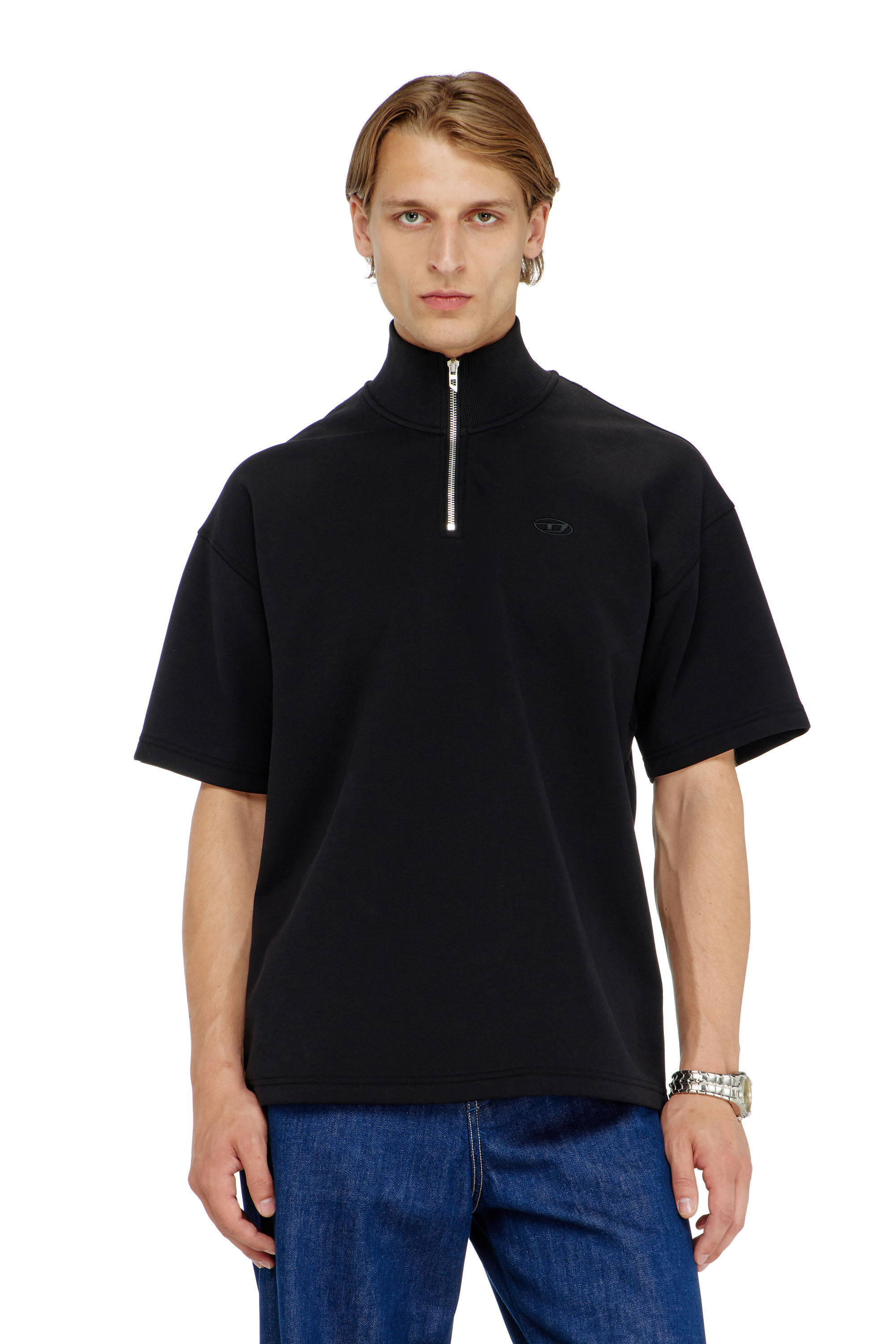Diesel - S-CUBY, Herren Kurz&auml;rmliges Sweatshirt mit halbem zip aus leichtem Scuba in null - 3