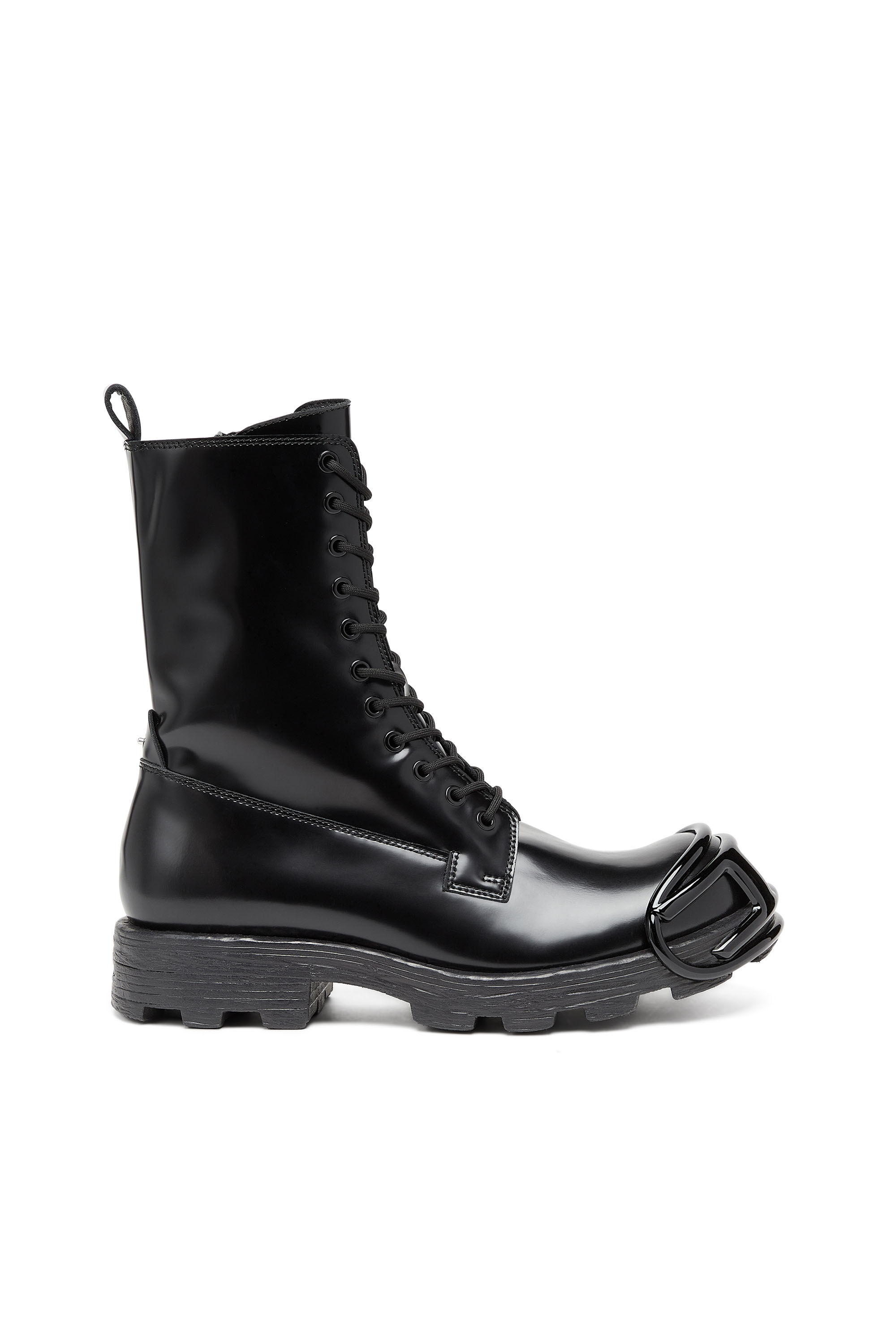 Herren D-Hammer-Stiefel aus Leder mit Oval D-Zehenkappe | Schwarz
