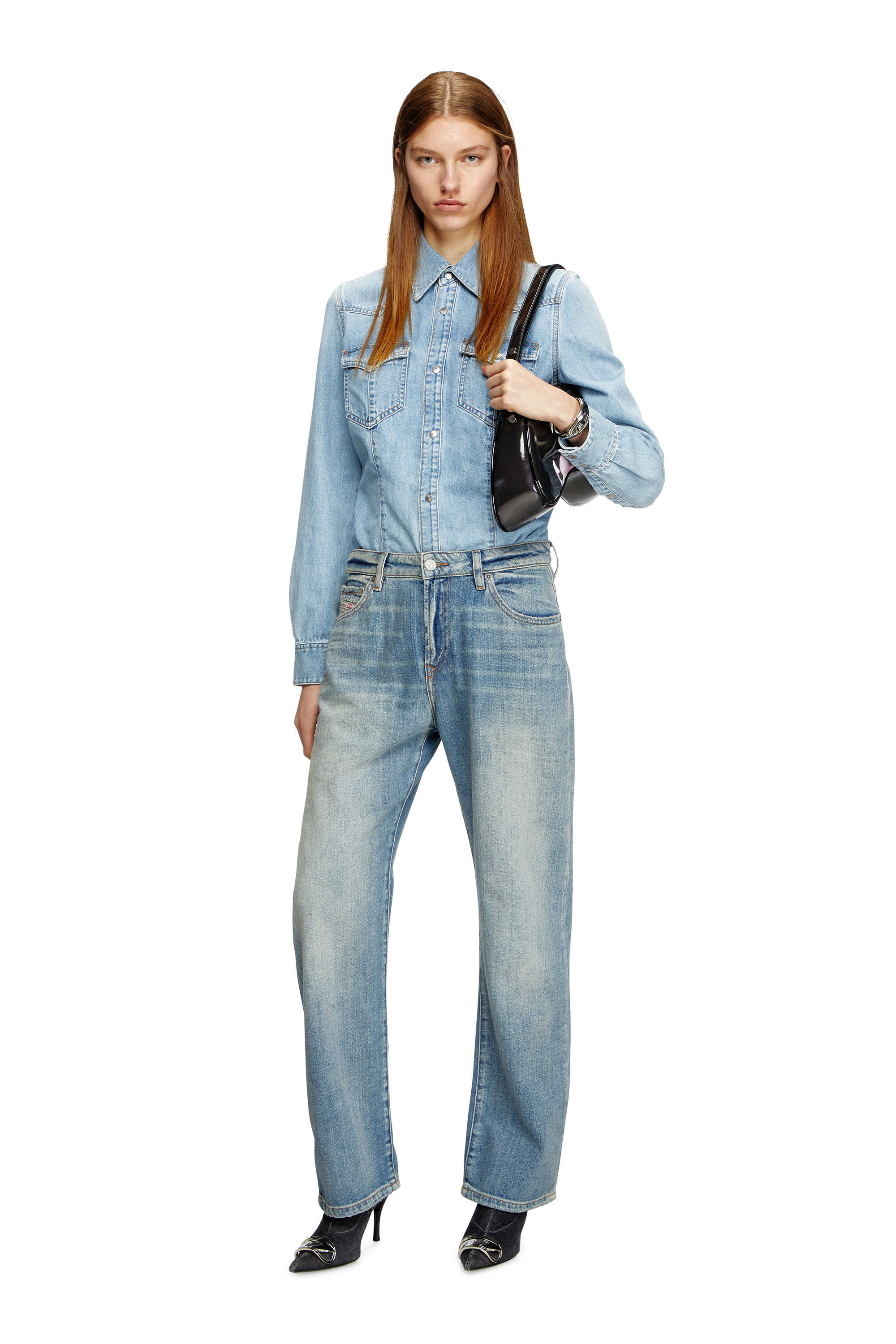 Diesel - DE-WAVES, Camicia Western in denim Donna in Blu - 1