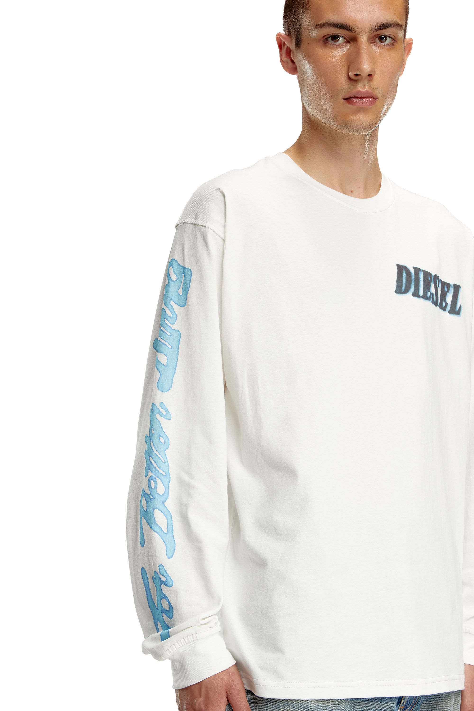 Diesel - T-BOXT-LS-Q15, Homme T-shirt à manches longues avec logos imprimés in Blanc - Image 5