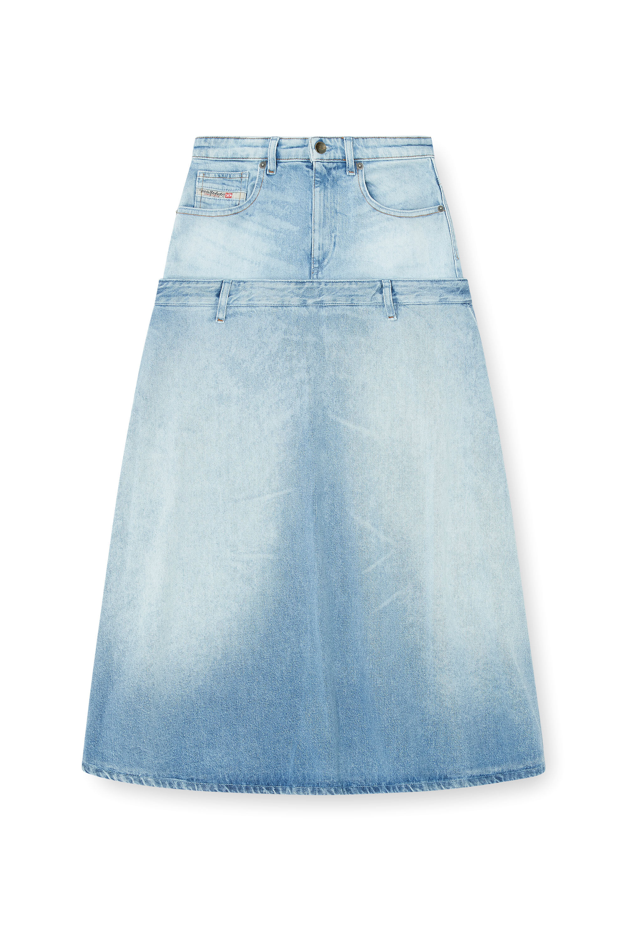 Diesel - DE-VORYA-S, Damen Jeansrock mit Lagen-Design in Hellblau - 2