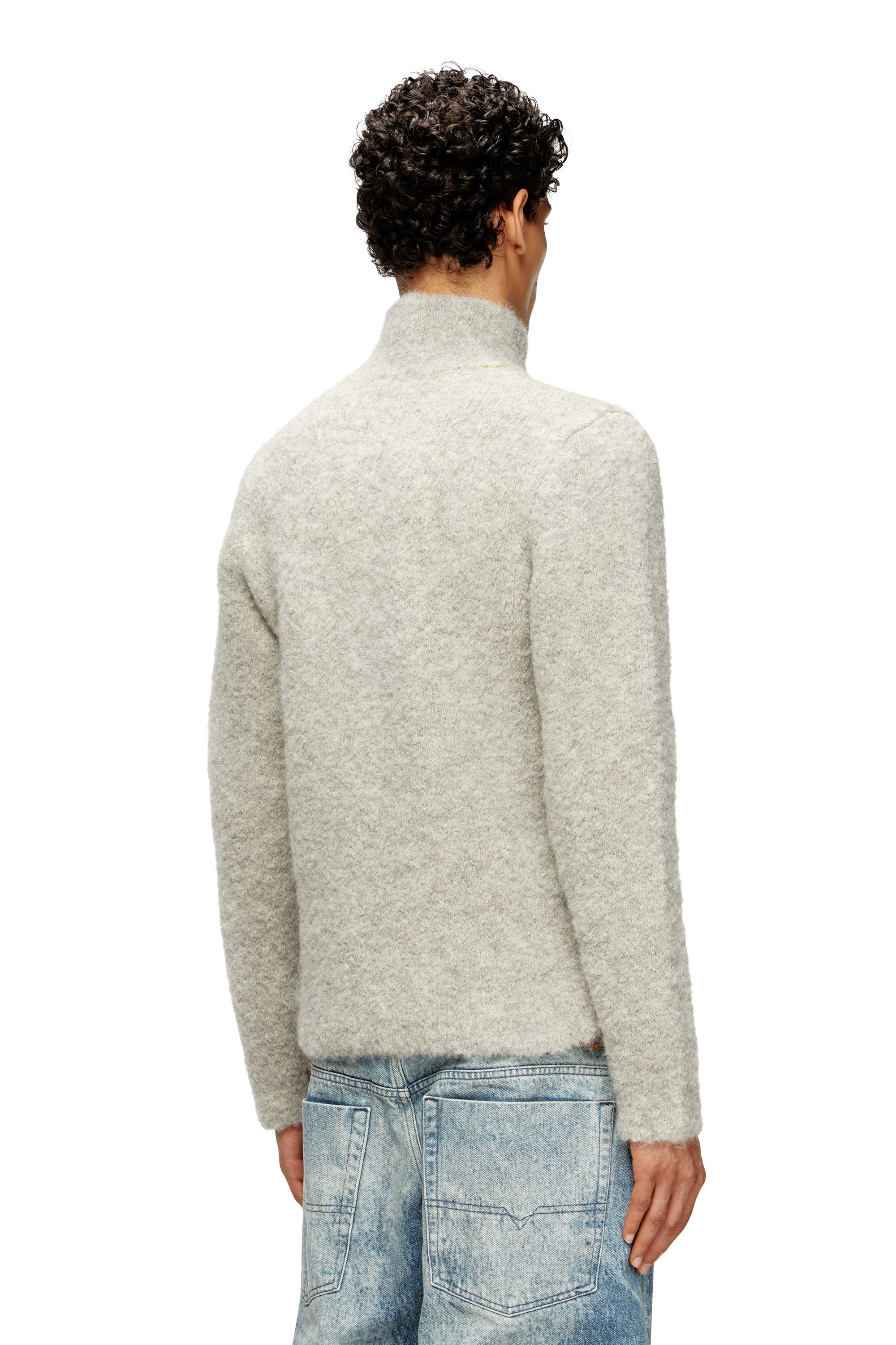 Diesel - K-ELLER, Maglia a mezza zip con interno a contrasto Uomo in Grigio - 4