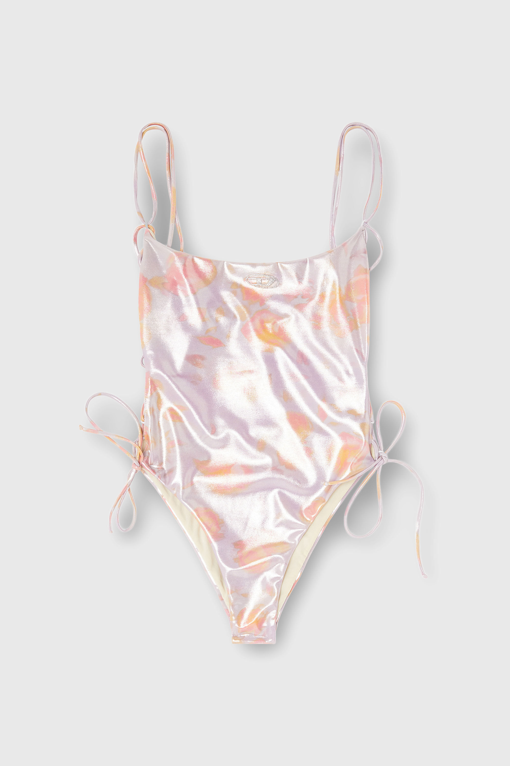 Diesel - REGAN-UTLT, Costume intero con stampa floreale metallizzata e lacci Donna in Viola - 4