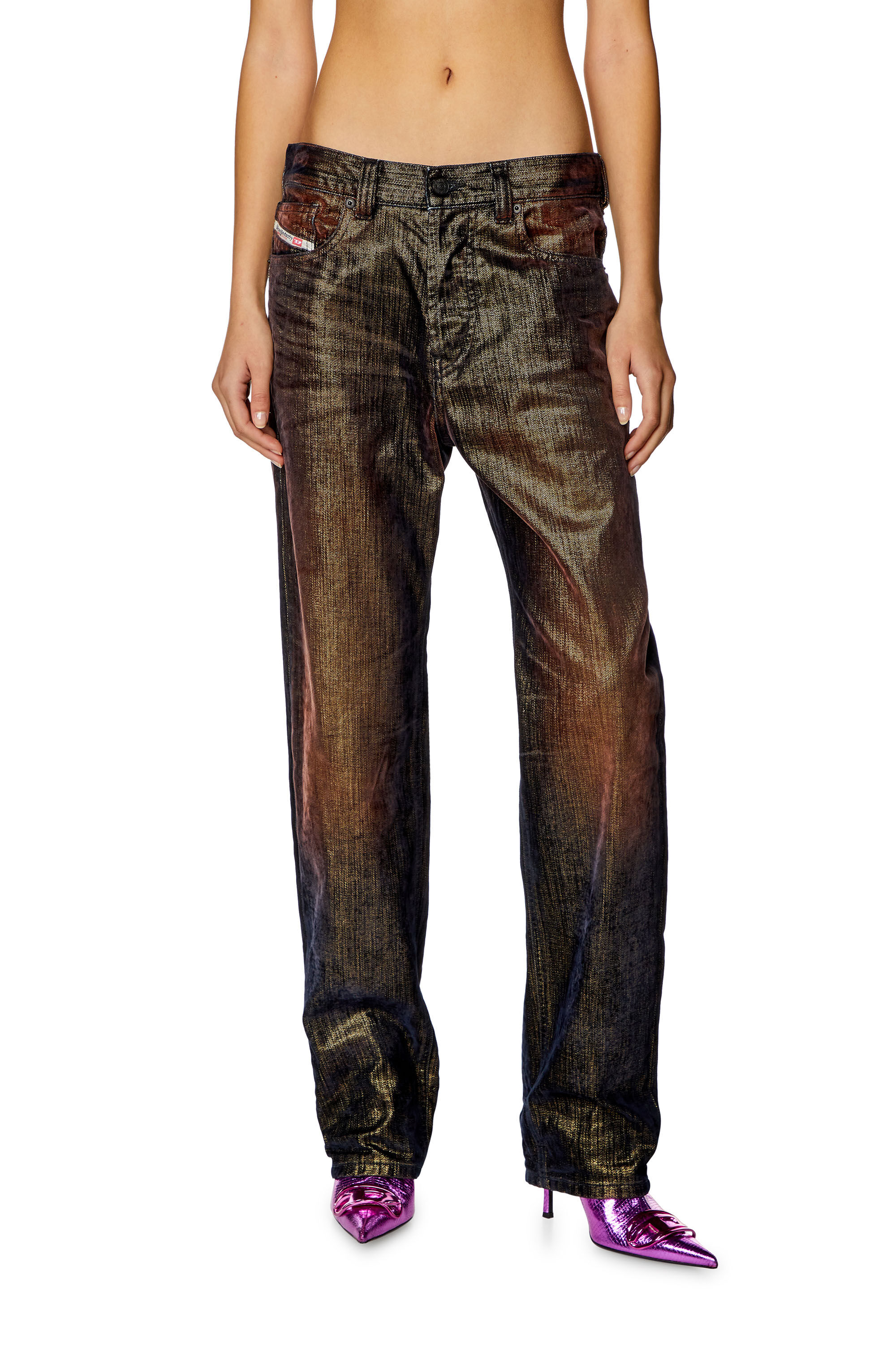 Diesel - Donna Straight Jeans D-Ark 09I50, Nero/Grigio scuro - Image 3