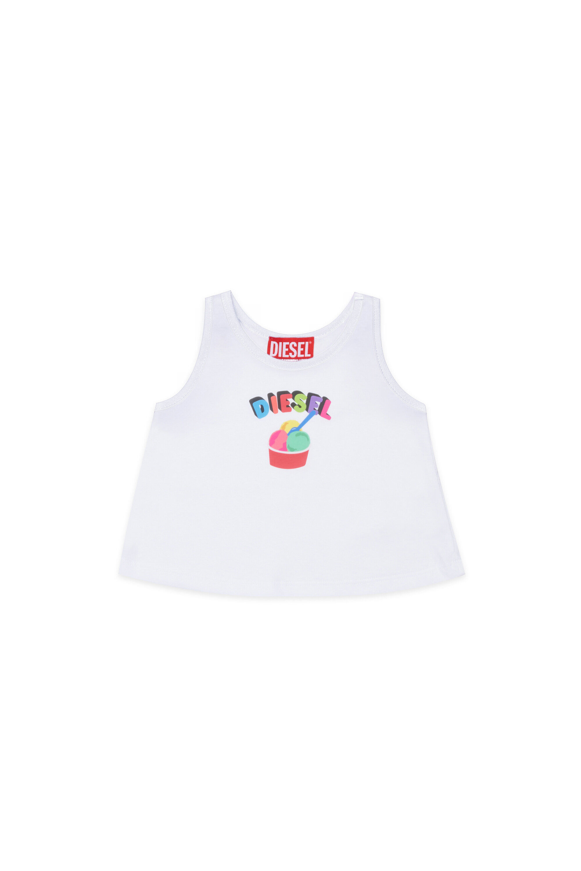 Diesel - MTICEB, Canotta in cotone con stampa gelato Donna in Bianco - 1