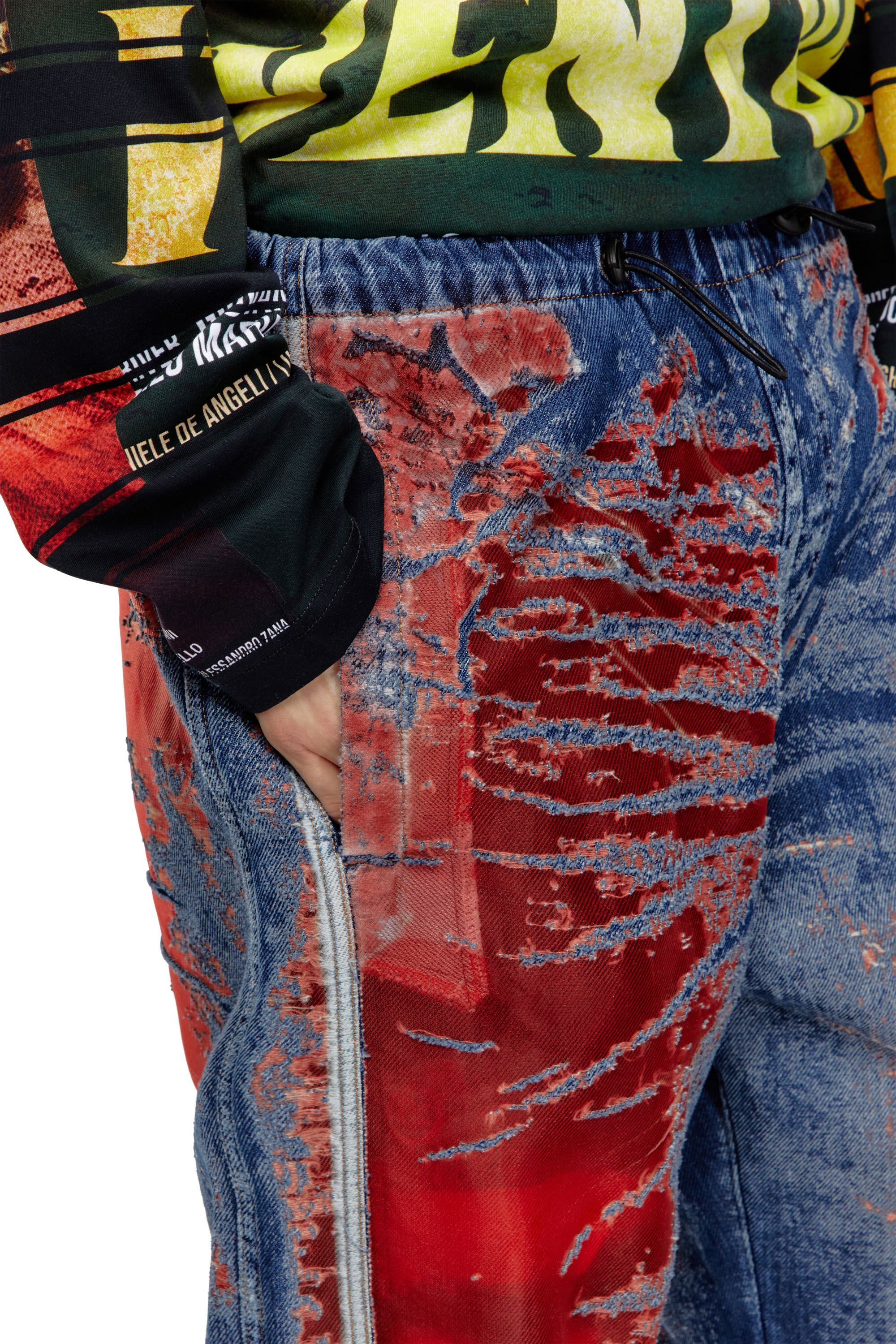 Diesel - Homme Straight Jeans D-Martial 068MI, Bleu/Rouge - Image 5