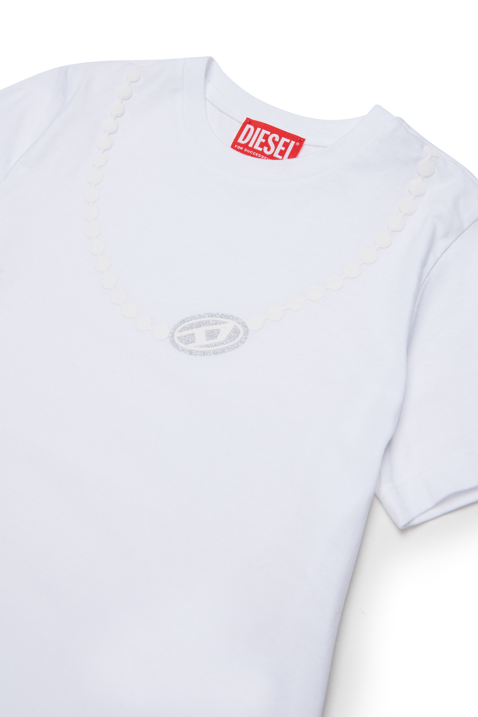 Diesel - TICLA, Damen Baumwoll-T-Shirt mit Ketten-Print in Wei&szlig; - 3