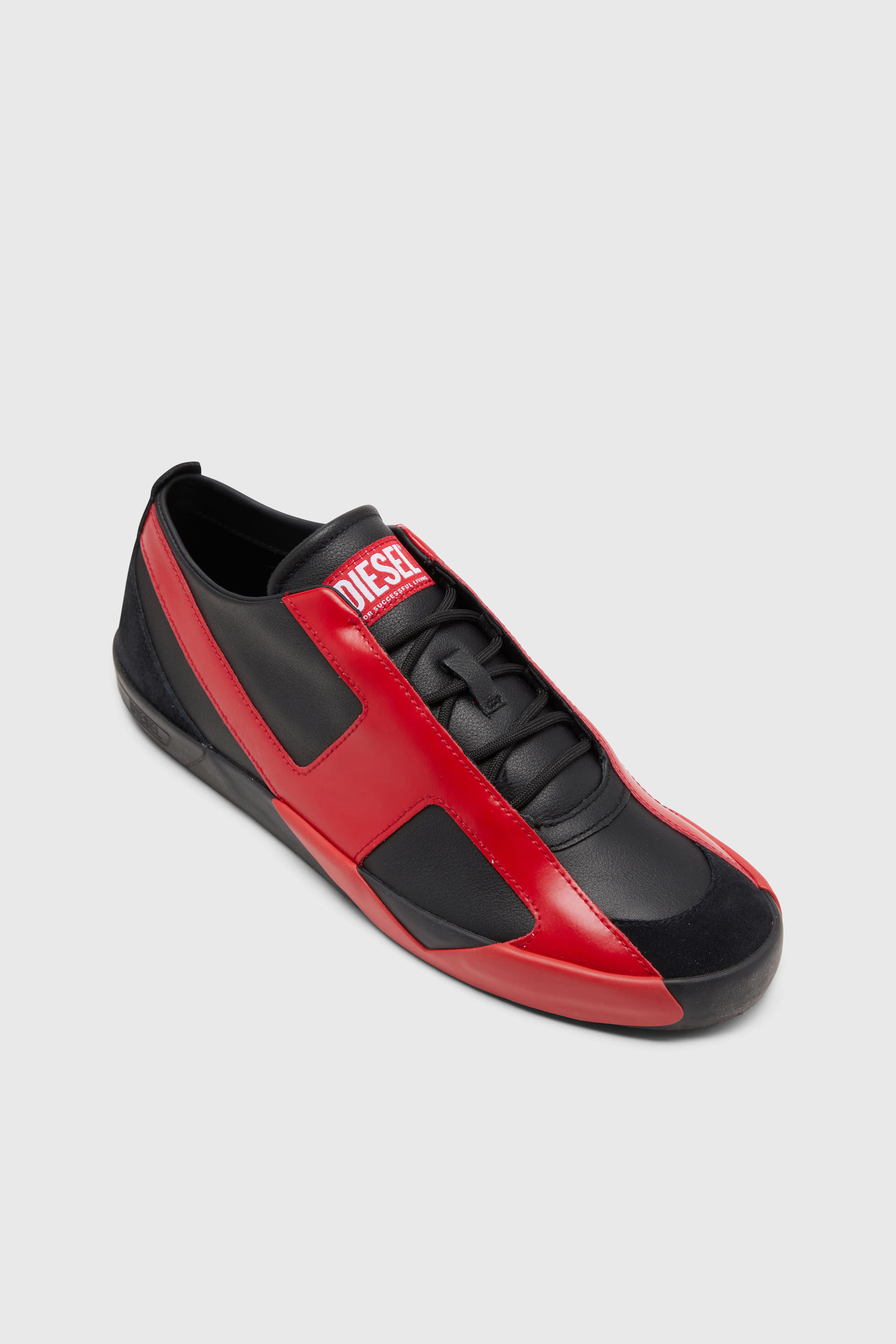 Diesel - S-SLANTE-D LOW, Herren S-Slante-D-Sneaker aus Wildleder und Leder mit D-Logo in Schwarz/Rot - 6