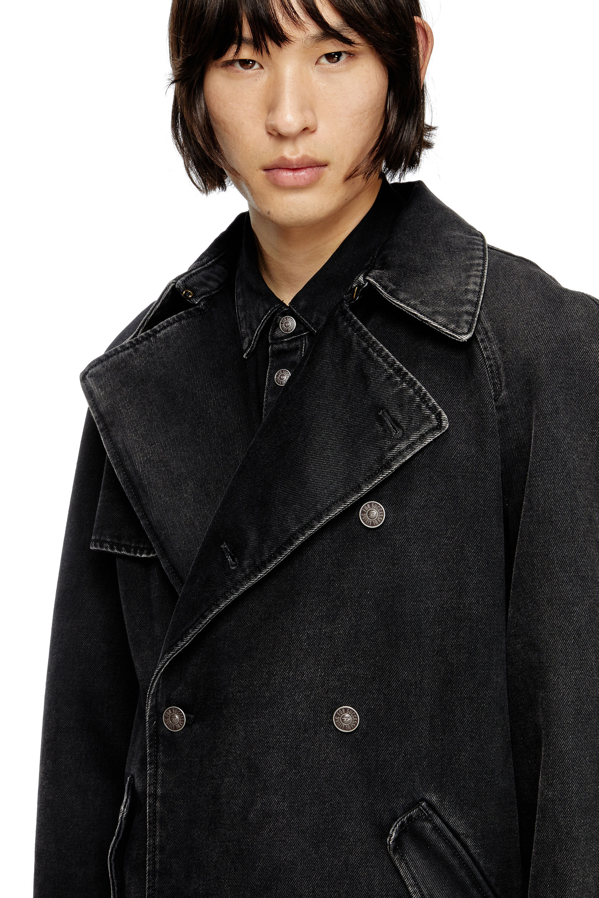 Diesel - D-DELIRIOUS-D, Trench in denim lavaggio clean Uomo in Nero - 5