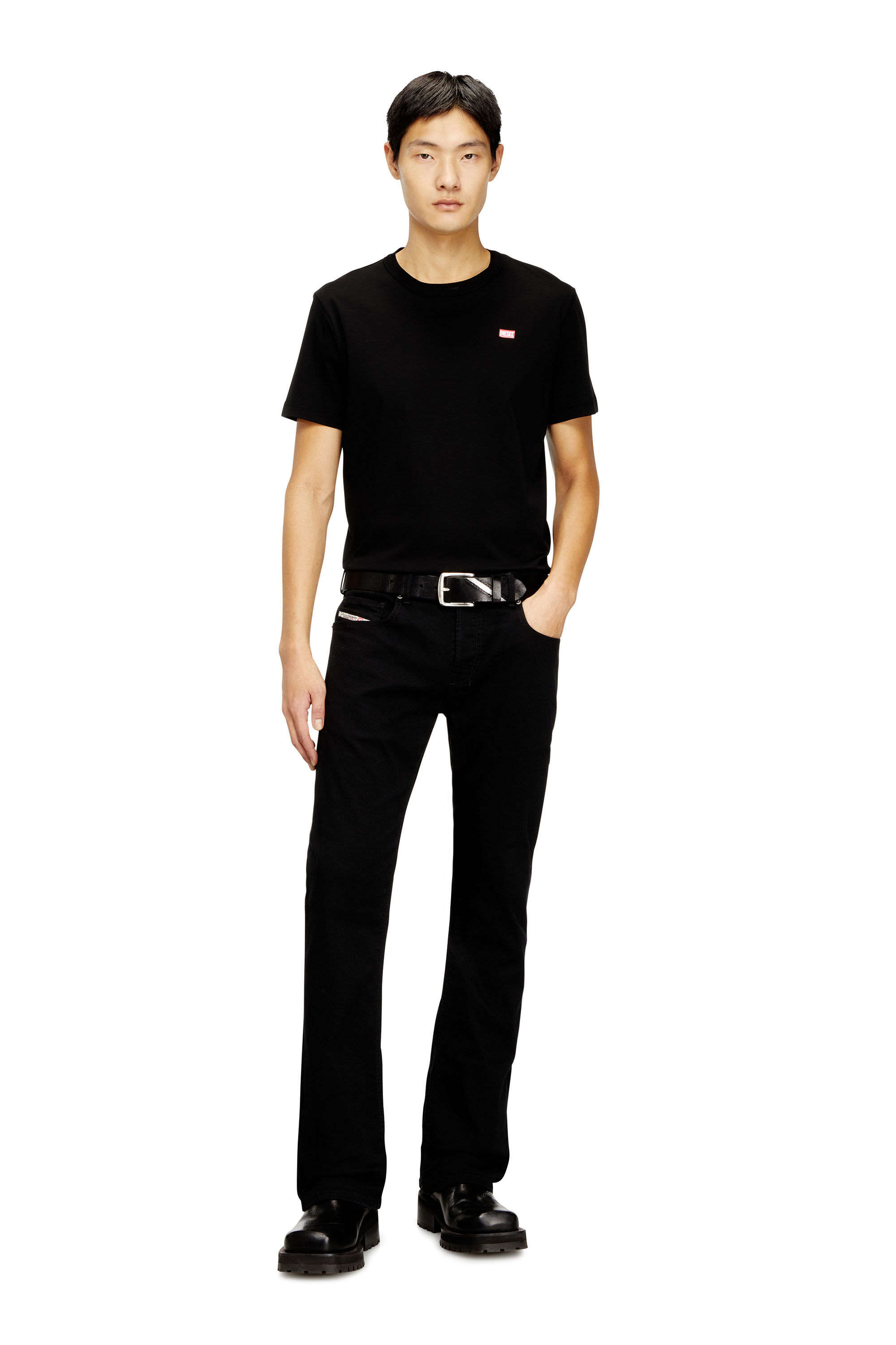 Diesel - T-MIEGOR-K77, T-shirt en coton mercerisé Homme in Noir - 1