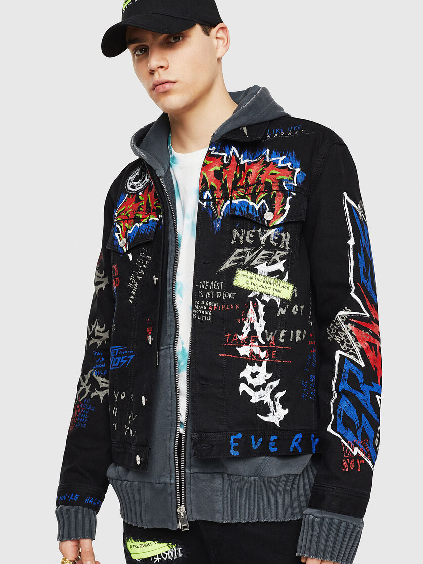Dxf Nhill Herren Schwarze Jeansjacke Der Diesel X Fedez Edition Diesel