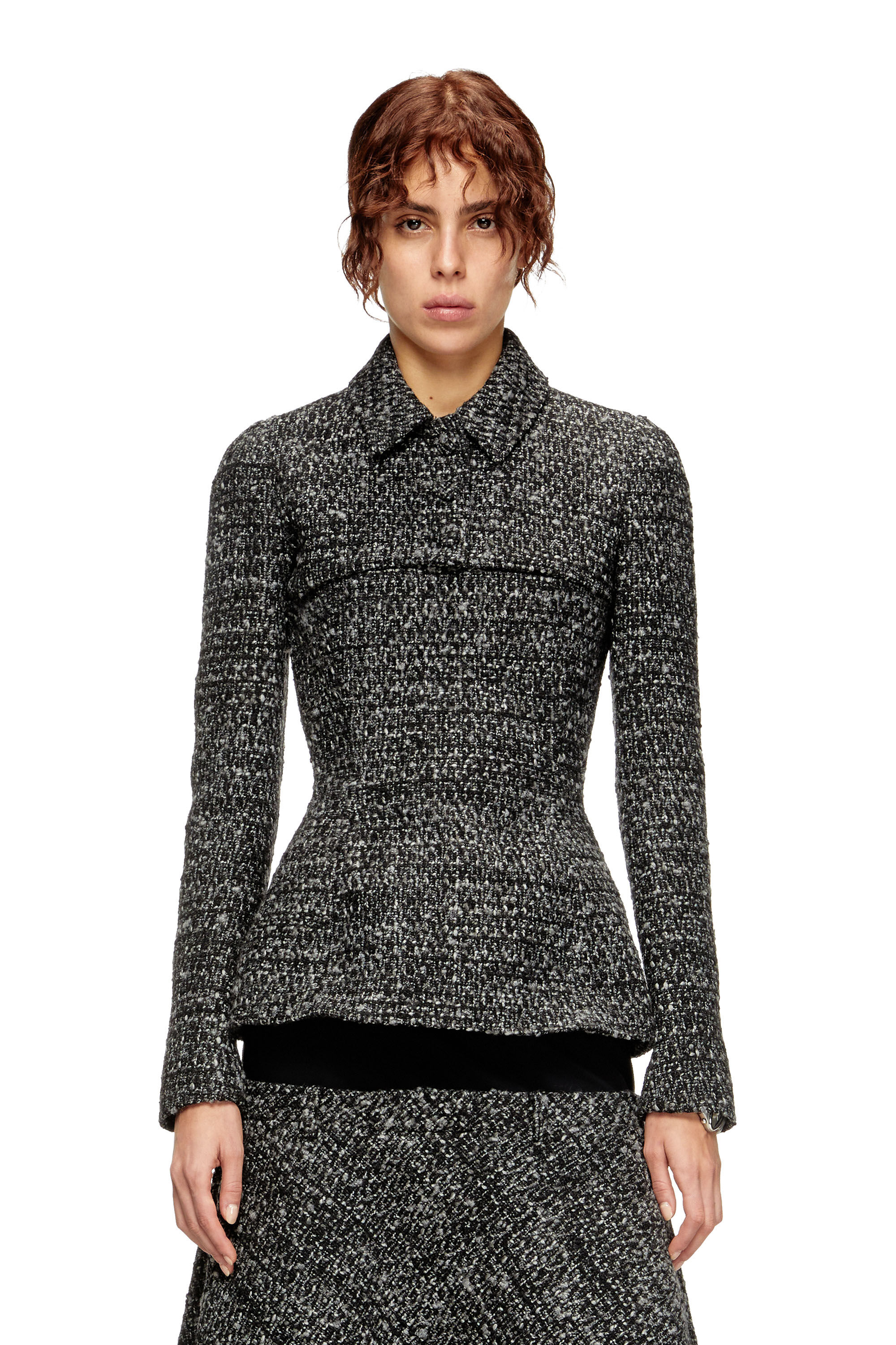 Diesel - G-ANNE, Damen Bouclé-Jacke mit ultra-verkürztem Saum in Schwarz - 3