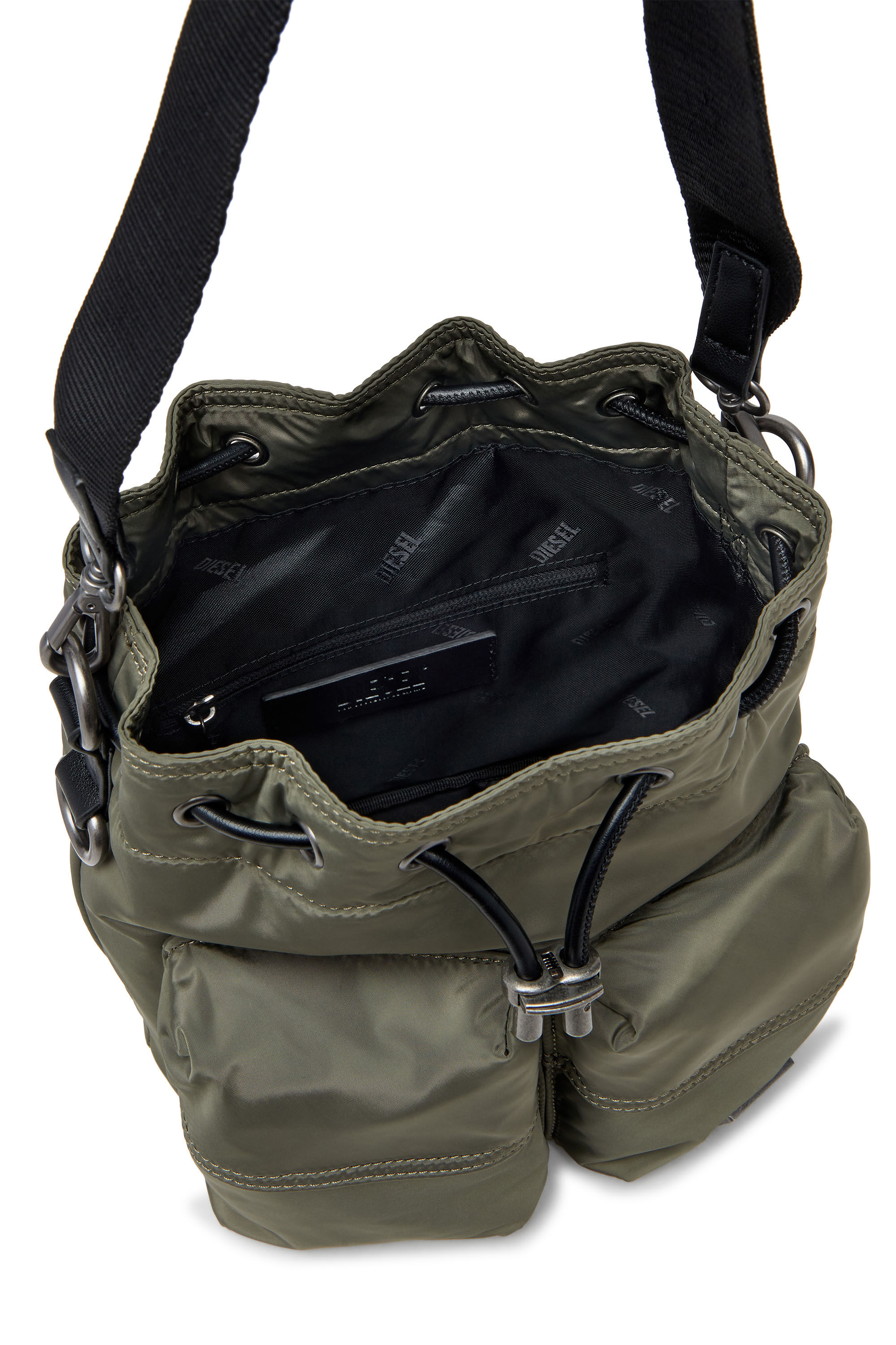 Diesel - MULTI-PKTS BUCKET X, Multi-Pkts-Borsa bucket in tessuto utility Unisex in Verde - 5