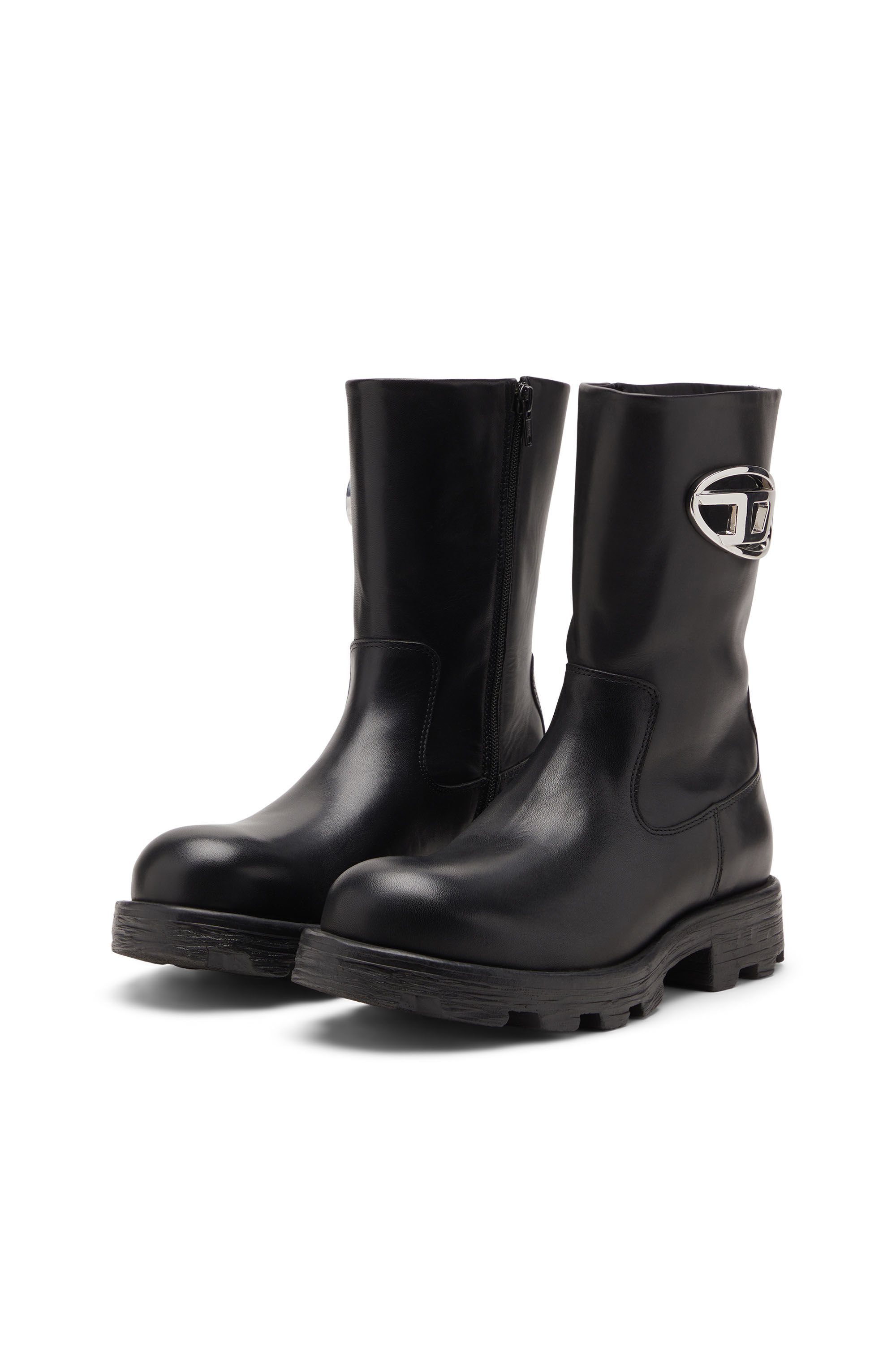 Diesel - D-HAMMER BKR D W, D-Hammer-Bottes de motard en cuir brillant Femme in ToBeDefined - 8