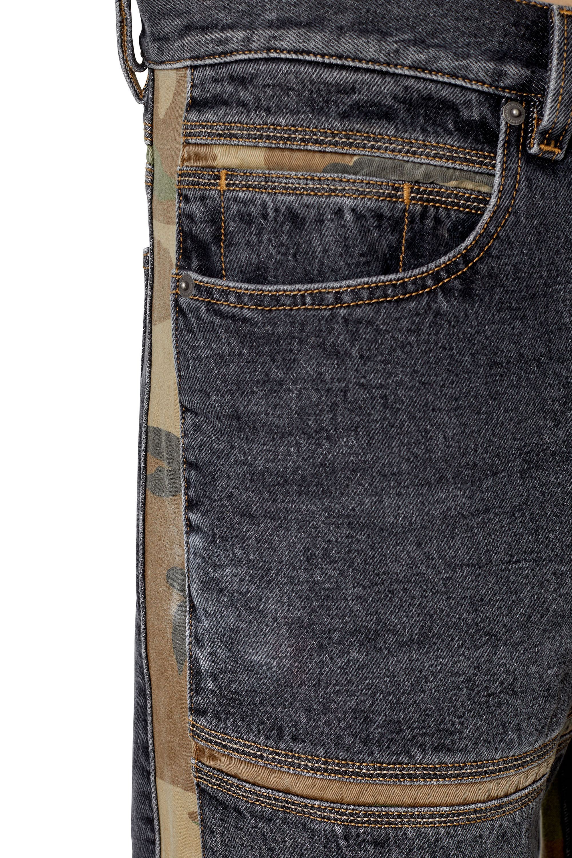 Diesel - D-Mand 007G1 Straight Jeans, Nero/Grigio scuro - Image 6