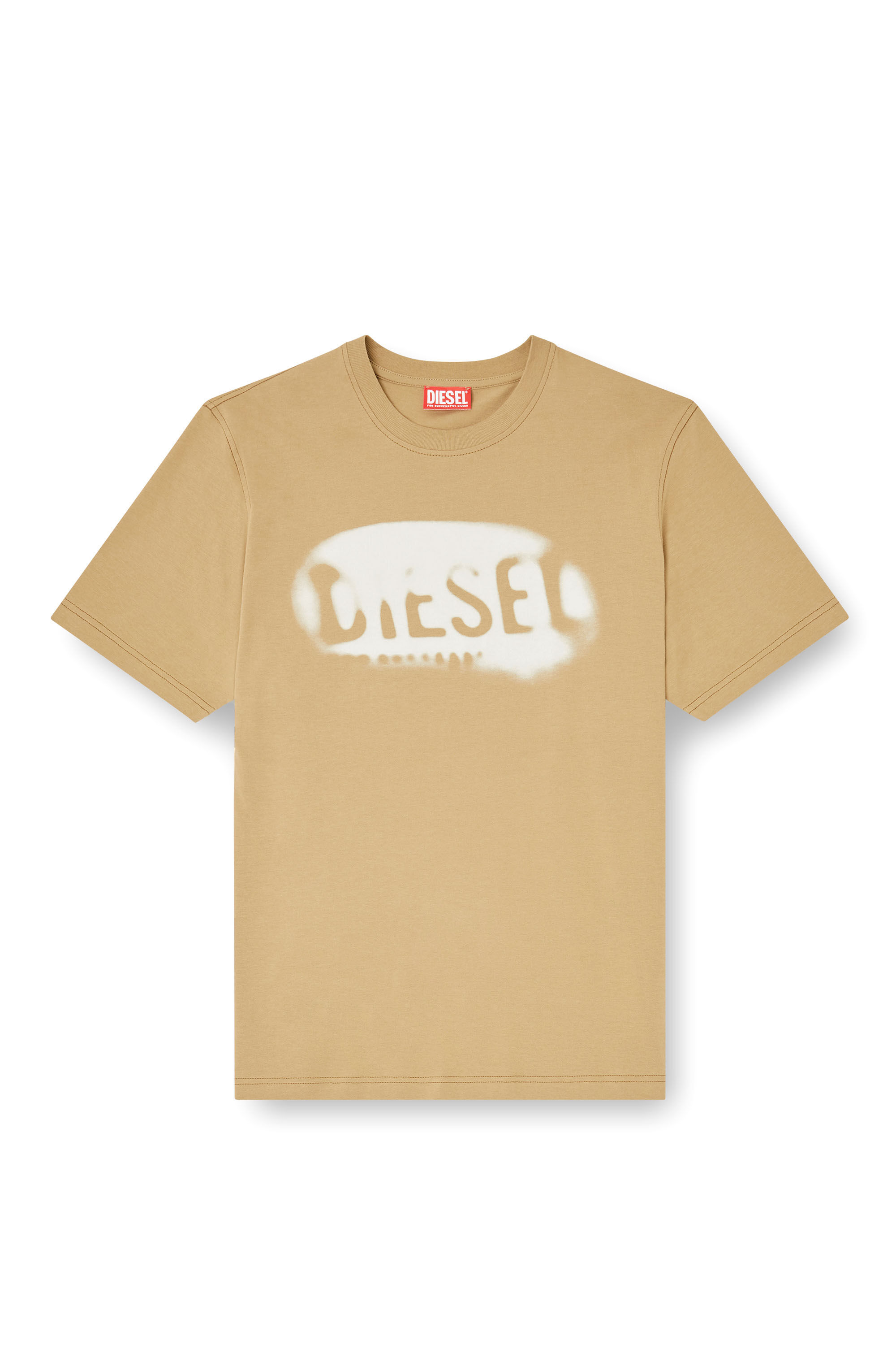 Diesel - T-ADJUST-V2, T-shirt en coton léger avec logo délavé Homme in Beige - 2