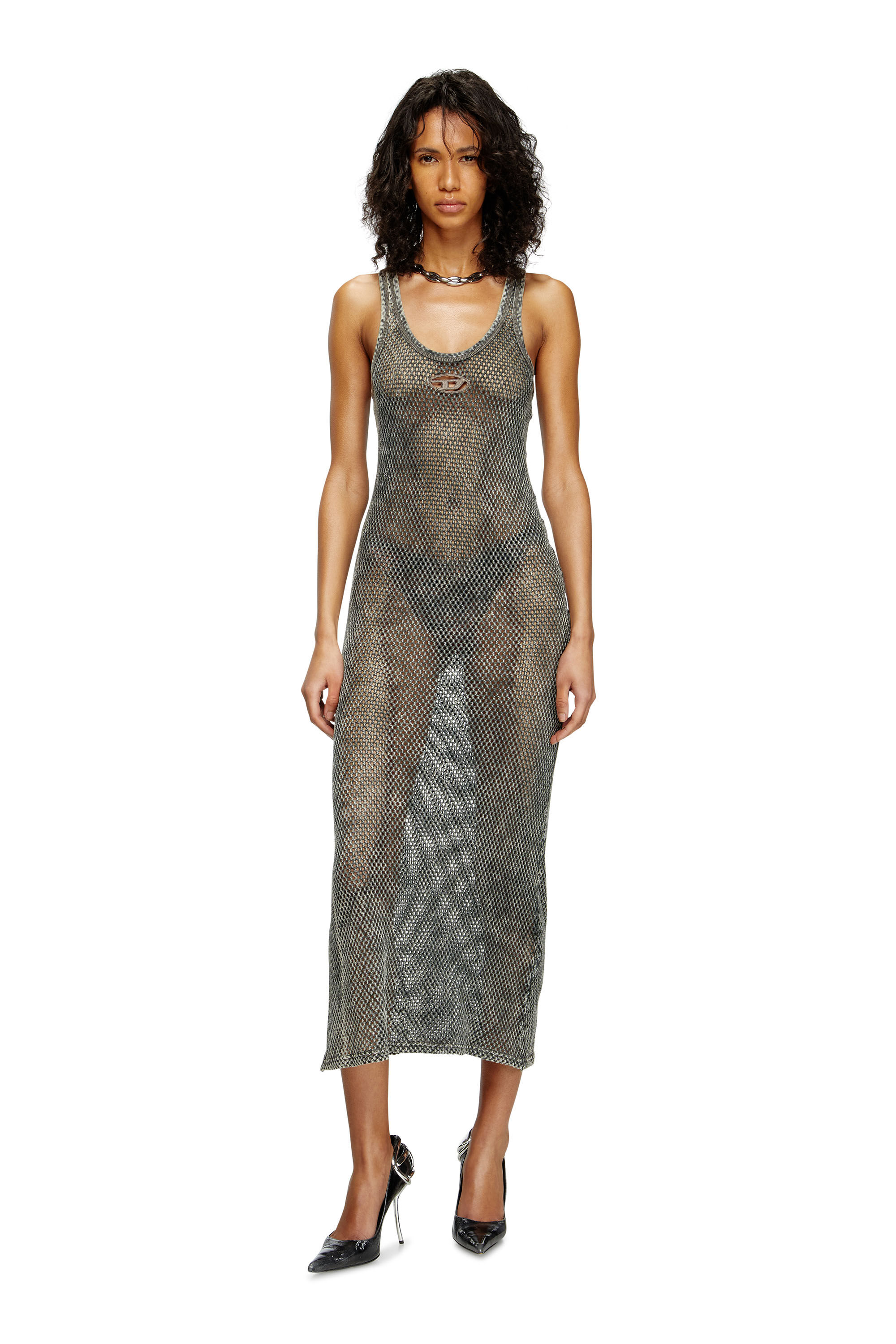 Diesel - MAEVE-UTLT, Maxi maglia da mare in rete Donna in Marrone - 1