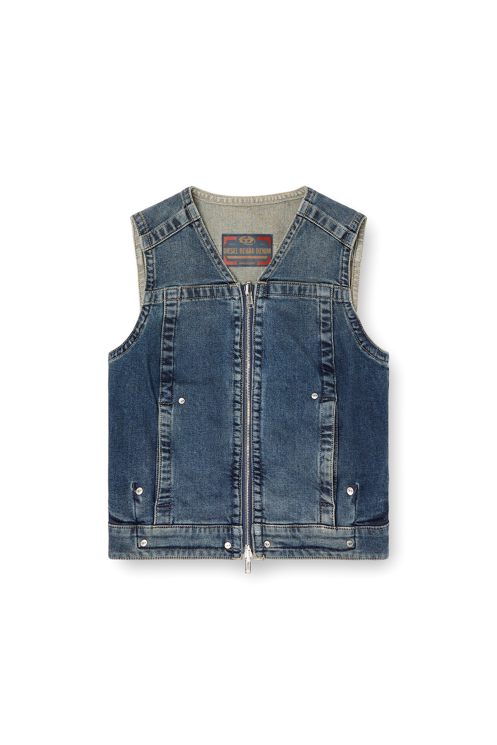 Diesel - DE-PROOF-RE, Top con zip in denim Rehab Donna in Blu - 2